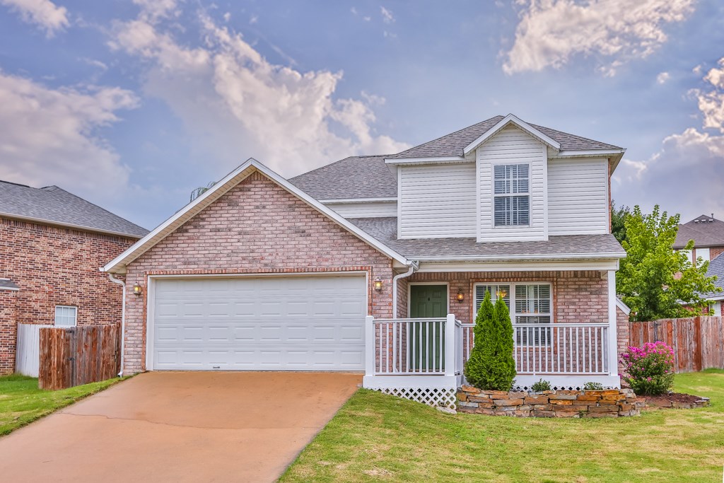 Beautiful brick home located close to Village on the Creeks, The Promenade, & I-540. Very open floor plan & huge bedrooms. LR has stunning hardwood flrs & plantation shutters. Spacious Master Suite has huge closet & custom walk-in shower w/seamless glass doors. All ss appliances in Kitchen. Covered front porch, back patio & fully fenced back yard make the perfect place for grilling out and entertaining friends. Home has 2 HVAC units, newer architectural shingle roof, & an oversized 2 car garage!