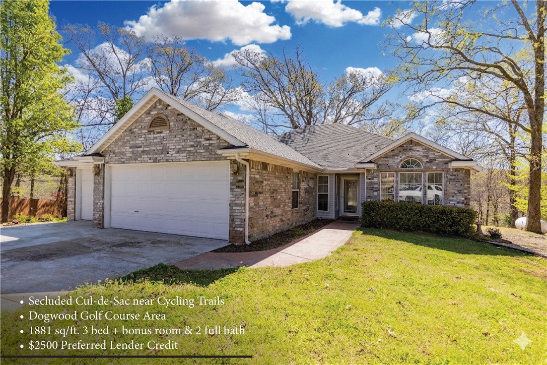Welcome to 11 Bardon Ln. Ride out from this home nestled in a quiet cul-de-sac and into the action of NWA's mountain biking trails! If biking isn’t your speed, the Metfield golf course is just minutes away. Being in South Bella Vista, everything Bentonville has to offer is nearby too. Don’t sweat, because the big stuff is taken care of! From the roof to the HVAC and water heater too. There’s also fresh carpet and paint in several rooms. With the functional layout, big garage and great lot, this home is ready to be your Bella Vista sanctuary.