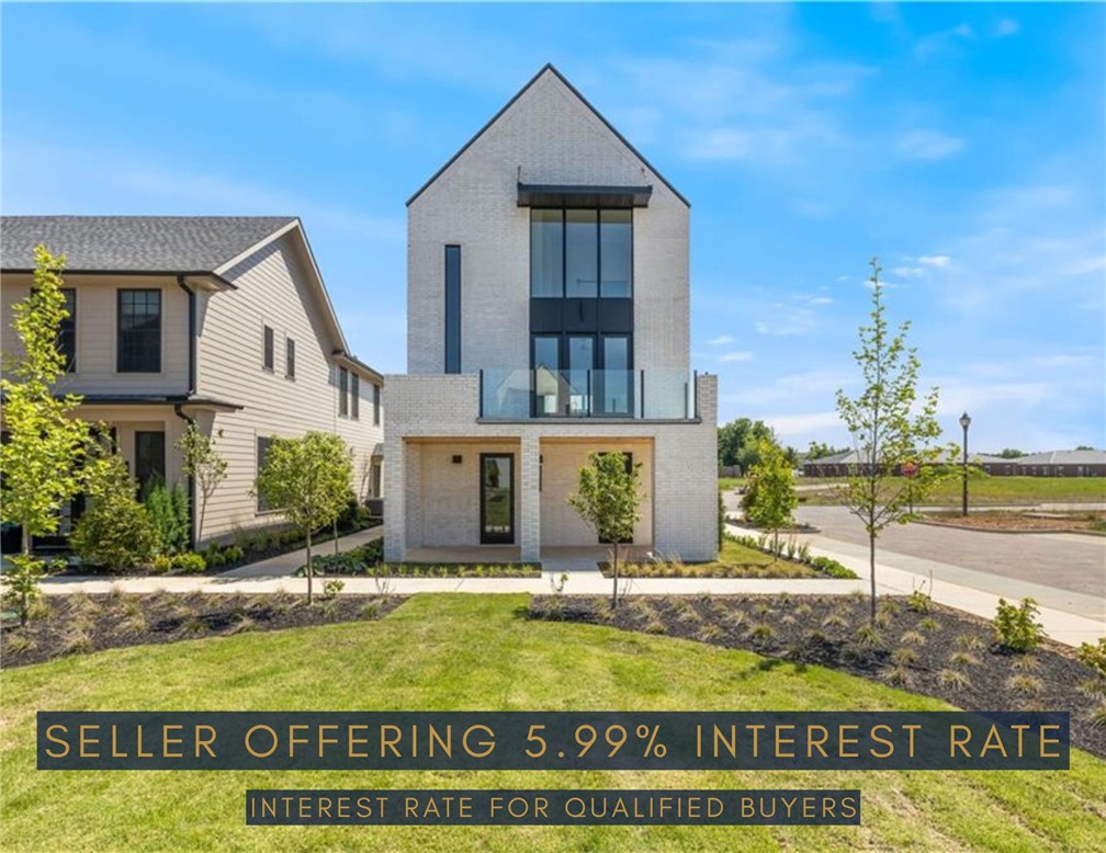 Seller offering credit to qualified buyers and may obtain a rate as low as 5.99% with preferred lender (APR will vary). Subject to lender approval, credit qualification, and program availability. This beautiful home sits in the heart of town, offering an unbeatable location and luxurious living. The new Pinnacle Village Development is just off Pinnacle Hills Parkway behind the Walmart Neighborhood Market. Each unit features hardwood floors, 10' ceilings, 8' interior doors, designer lighting, and a programmable thermostat. The kitchen offers quartz countertops, premium stainless-steel appliances, and a gas range. An elevator provides access to every level. The lower-level bedroom is ideal for a guest or mother-in-law suite. Washer and dryer convey. Spacious 2-car garage with EV outlet. Walk to the Walmart AMP, Topgolf, restaurants, shopping, and entertainment. Ideal as a primary home or investment property.