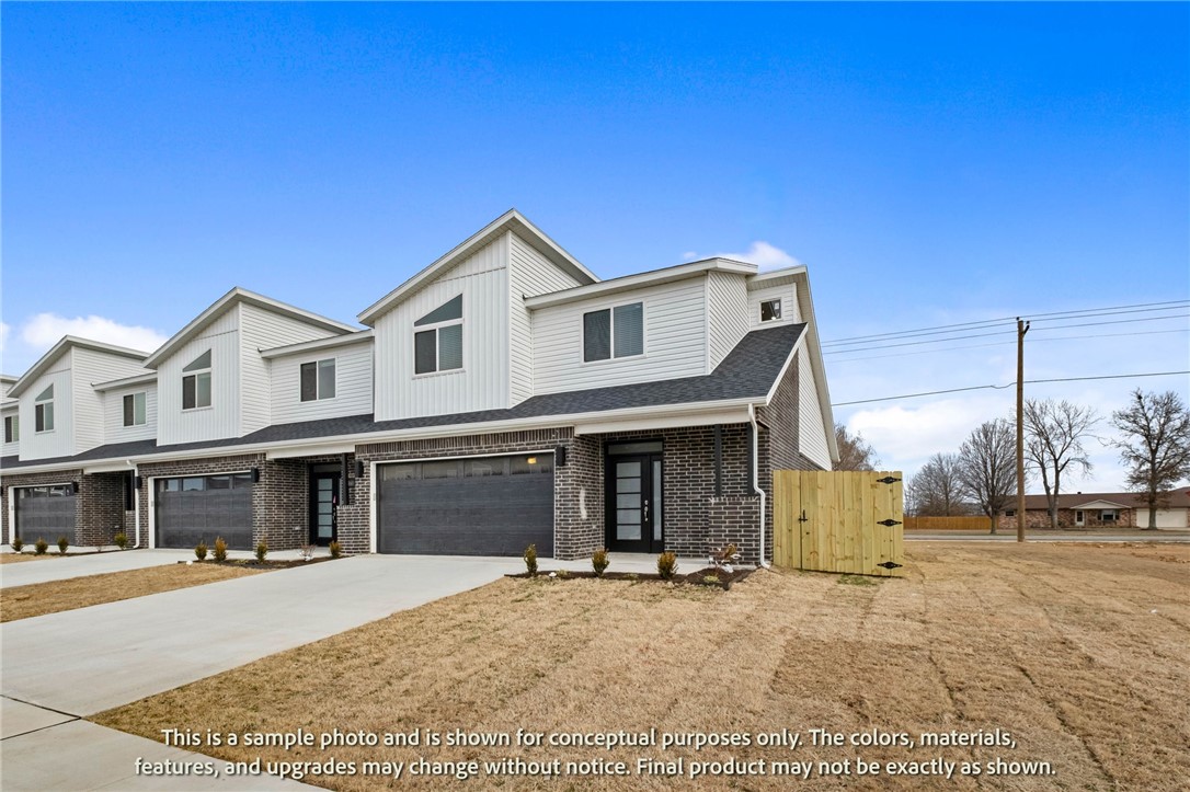 Welcome to Crystal Cove, where modern design meets everyday comfort in this beautifully crafted 3-bedroom, 2.5-bath townhome by Sunrise Homes. This ~1,582 sqft layout features a desirable primary suite on the main level, offering both convenience and privacy. The open-concept living space is highlighted by a soaring vaulted ceiling and large Clerestory Windows bringing in natural light for a bright, airy feel throughout. Also featuring a sleek electric fireplace, creating an inviting atmosphere. The kitchen flows seamlessly into the dining and living areas, perfect for entertaining. Upstairs includes two additional bedrooms, a full bath, and a loft-style hallway overlooking the main living area. Enjoy outdoor living with a covered back patio and private backyard. Low-maintenance living with thoughtful design throughout makes this home ideal for a variety of lifestyles.  Builder’s credit of $3,000 and Lenders Credit Up To $5,000 with Preferred Lender.
