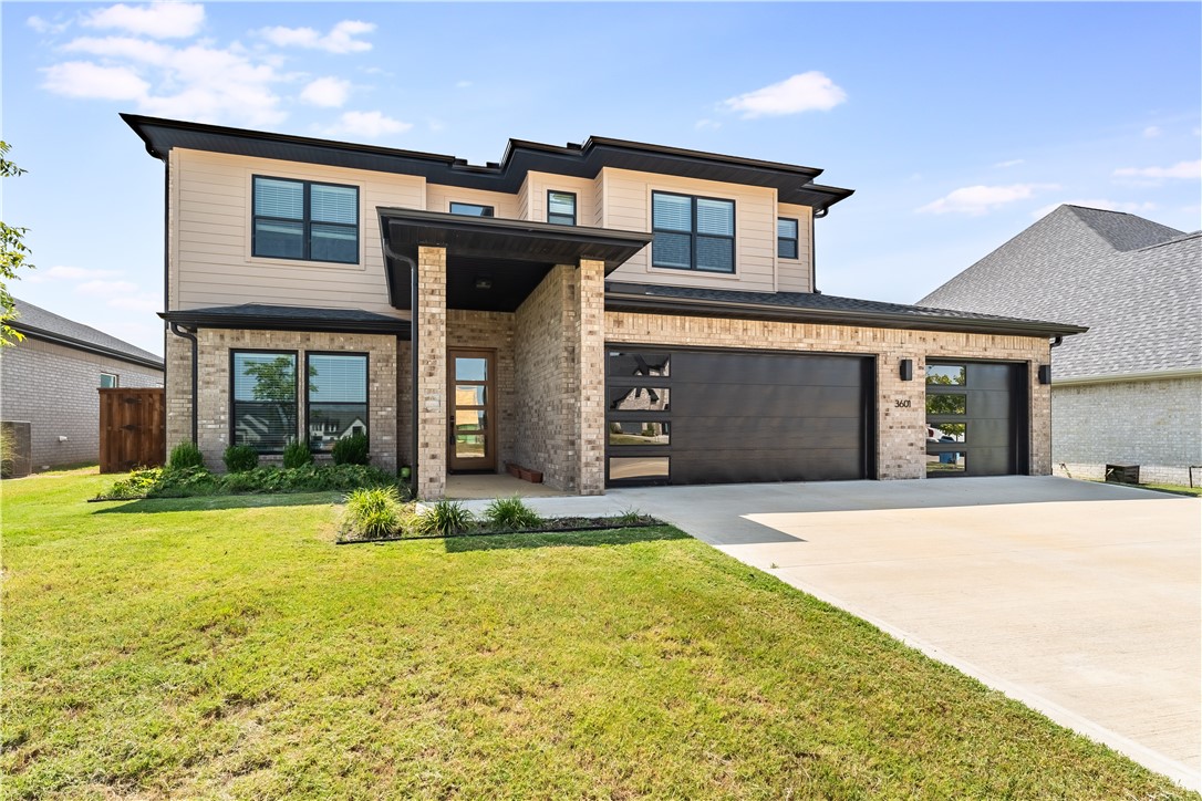 Welcome to your next home in Bentonville’s newest subdivision of Aurora! Quality built with beautiful modern fixtures, stunning accent walls, custom cabinets, quartz counters, black plumbing fixtures, hardwood floors, and modern light fixtures. Open living area to kitchen featuring gas cooktop and top of the line appliances. Main level office or great flex room! Upstairs game/media room wired for sound or optional bedroom. Smart home Electronics and security system  Covered back patio and three car garage. Future neighborhood amenities to include 2 Pools, Playground, Sportscourt and Open-Air Clubhouse.
Background and Credit check required.