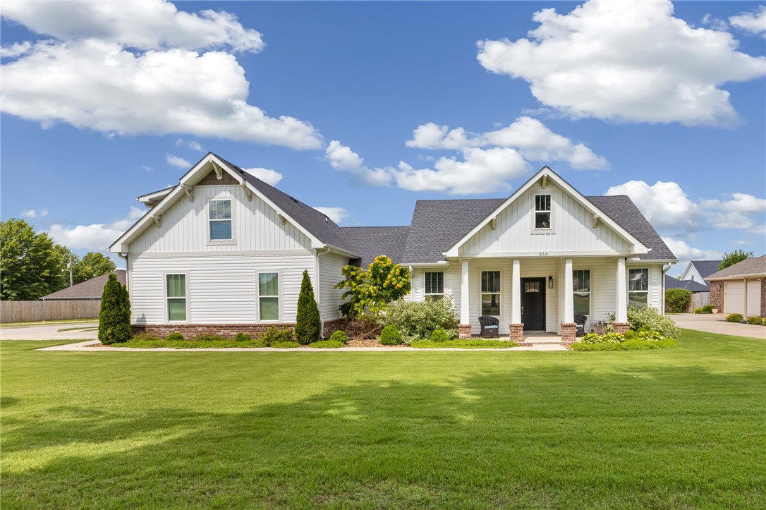 Have you been waiting for the PERFECT house to hit the market? This home is THE ONE. 4 bedrooms AND a designated office, 3 full bathrooms (2 ensuites!), large living area with cathedral ceilings, exceptional sized kitchen, pantry, & dining, hand carved wood details, & tons of room indoor and out! Located on a large corner lot with a side set garage, this home has a fully fenced, huge, level backyard complete with covered & uncovered patio space, a permanent hard sided above ground pool, & room to play and entertain. The curb appeal is second to none & is located in the most popular area of Prairie Grove (Snyder Grove!) - within walking distance to ball fields, aquatic center, skate park, shops, restaurants, schools, & entertainment. Close to highway 62 for easy travel to Fayetteville or anything NWA. The community of Snyder Grove is family oriented & driven - quite literally straight out of a movie, you'd have to see it to believe it! This is your opportunity to get into a growing community and in a wonderful home!