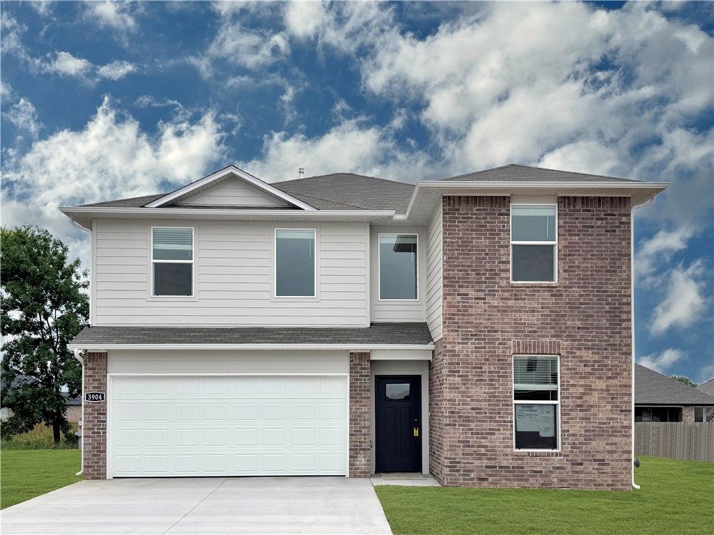 Delightful Daphne Plan in Nature Walk, located in Springdale, AR! The Daphne plan features 5 bedrooms, 3 bathrooms, and an upstairs game room! These brand-new homes will have a Brick and Hardie® siding exterior per plan. This 2-story home will have LVP flooring downstairs and carpet in all bedrooms, on the stairs and in all upstairs living areas. Kitchen features 30-inch cabinets, lovely appliances, and granite countertops with tile backsplash. Primary bedroom has a fabulous ensuite with dual sinks and a walk-in shower! LED lighting throughout. High efficiency AC with programmable Wi-Fi thermostat. Front, side, and PARTIAL back sod for the larger lots. Garage Door Opener! Parcel and taxes TBD. Come find your dream home today!