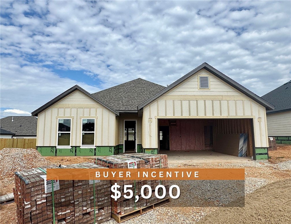 $5,000 BUYER INCENTIVE. Fence, blinds and gutters included! Discover your dream home in the new neighborhood- Jacob's Crossing. Fredrick plan with 1 level, garage on the right & East facing!10 ft ceilings in the living room, linear electric fireplace, LVP flooring throughout the main living areas & primary bedroom, quartz countertops & more. Chef's kitchen boasting frigidaire stainless steel appliances, gas range, pantry, quartz countertops, bar pull handles, large island & gorgeous backsplash. Luxurious primary bedroom features abundant natural light, while the spa-like primary bathroom offers a walk-in shower, double sinks, tub & spacious walk-in closets. Additional features include three large secondary bedrooms and a separate laundry room. Nestled on a generous lot with covered patio that overlooks the serene sodded, fully fenced backyard, creating an exceptional living experience. Sturdy concrete siding & brick! Model home located at 3631 Tranquility St-Lot 1.