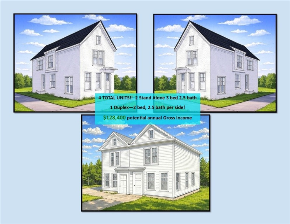 STUNNING BRAND NEW HOMES BEING BUILT IN AN OPPORTUNITY ZONE!!   Property includes 2 single family homes in the front with 1 duplex in the back.  Total of 4 units!  Potential gross annual income of $128,400.   Seller can assist with finding tenants if desired.   Estimated completion date of mid July.   The two single family homes are 1716 sq ft each and 3 bedroom, 2.5 bath.  The Duplex is 2 bedroom, 2.5 bath per side (4 bedroom, 5 bath. 2520 sq ft total).   Each unit will include high end finishes such as: beautiful hardwood floors, tile accents in the bathrooms, 3cm quartz countertops, custom built cabinets to the ceiling, gas range, large kitchen island, ample windows for an abundance of natural light,  fridge, washer, dryer, and so much more!  Pictures are of similar properties with the same layout.  Some finishes and features may vary.
