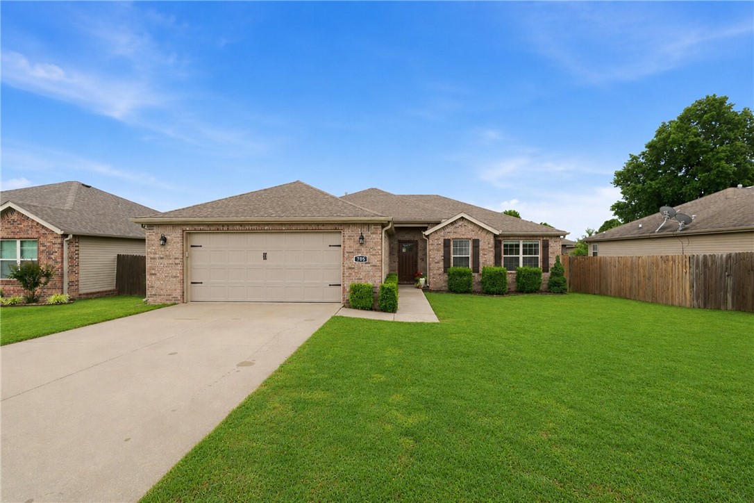 The one that got away... is back. After receiving strong interest and going under contract quickly, 705 Olivia Lane is available again. Opportunities like this don't come around often—especially in Centerton. This beautifully maintained 3-bedroom plus office, 2-bath home in the heart of Centerton! Built in 2016 and offering 1,676 sq ft, this move-in ready property combines modern finishes with comfortable everyday living. Step inside and enjoy the open feel created by tall ceilings, oversized windows, and abundant natural light throughout. The spacious eat-in kitchen features quartz countertops, generous prep space, and appliances including an electric range, dishwasher, and microwave vent hood—perfect for everyday living and entertaining. The primary suite offers a relaxing retreat with walk-in closets and functional design. Additional features include ceiling fans, blinds throughout, attached 2-car garage with garage door openers, and convenient keyless entry. Screened-in deck enjoy the large fenced in backyard.