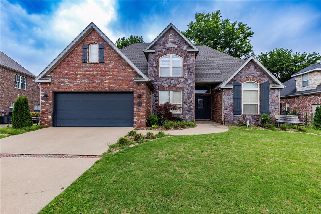 Welcome to an exceptional home in the highly desired Shadow Valley community with an incredibly hard to find larger/flat backyard. The garage is ultra deep, nearly 30 ft long in one bay, plenty of space to store 2 cars, with golf cart after playing a round on the course. Inside you're greated with ample windows/sunlight in your formal office and formal dining. Make your way through to the livingroom, but don't forget to stop by your built in wine cooler first! You'll love the double islands, eat in kitchen, and double ovens. The screened in porch, flat, backyard with a tree lined backdrop is ideal for those seeking privacy. On to the primary bed, bath, and large closet, the perfect oasis. Upstairs features 3 beds with a landing/flex space. Zoned in the Bentonville School District, Evening Star Elementary, Bright Field Middle, Fulbright Jr High, and Bentonville High. The community amenities in Shadow Valley are unmatched in NWA, simply the best anywhere. Stop by the clubhouse!