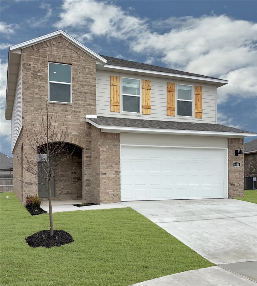 The Gorgeous Garfield plan in The Element, in beautiful Fayetteville, AR! This home offers 4 bedrooms and 2.5 bathrooms! Upon entering, you’ll find a spacious living room and kitchen with a breakfast nook! The kitchen features beautiful quartz countertops, a gas range, and pantry. All bedrooms are located on the second floor, including primary bedroom and ensuite. The primary bath features quartz countertops with double sinks and a walk-in shower! Each home will have LVP flooring throughout the first floor, with carpeted stairs and carpet in all upstairs living areas. Upstairs wet areas will have LVP flooring. The exterior will feature brick and Hardie® siding per plan and a covered patio per plan. Homes in this neighborhood are equipped with a programmable thermostat which allows you to effortlessly control your environment with the touch of a button. Landscape package! Garage Door opener! Taxes and parcel number TBD.