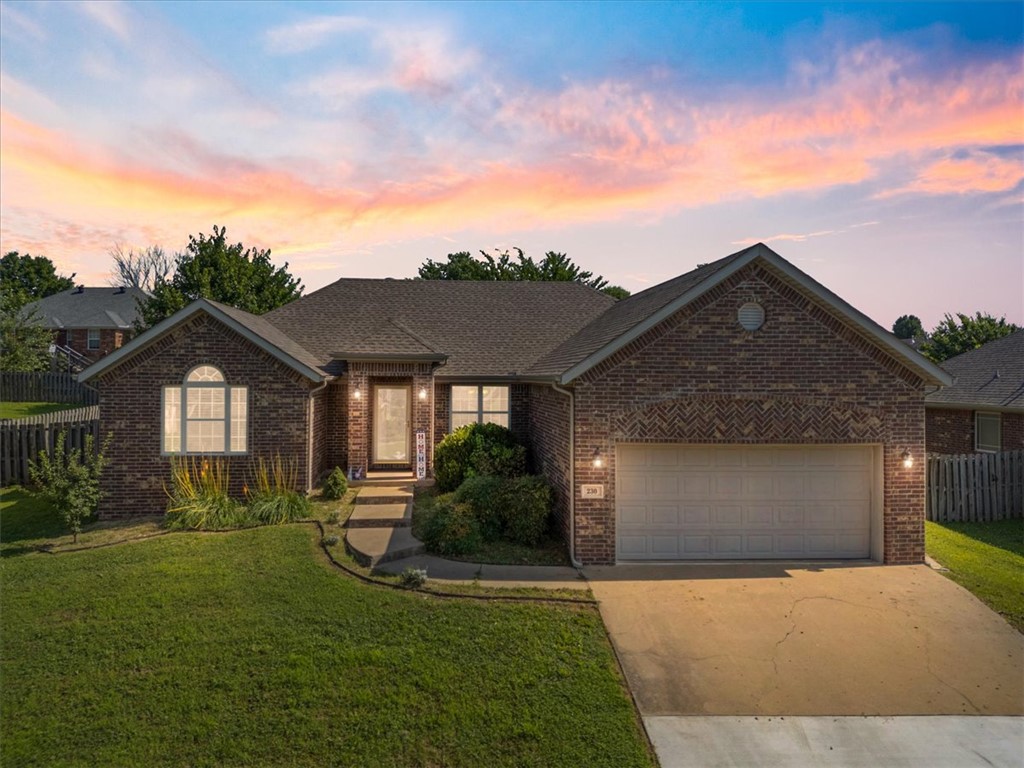 Seller offering $2,500 credit towards flooring or paint. Welcome to this beautiful home, ideally located in Sienna Estates in the Bentonville School District & near Hwy 102. Situated on an elevated lot with curb appeal, the home features a spacious, fully fenced backyard, perfect for enjoying the outdoors. Inside, you'll find a functional split-floor plan offering both privacy & comfort. The open living area flows seamlessly into the eat-in kitchen, while a separate formal dining room provides additional space for gatherings. The kitchen is equipped with granite countertops & the home features 2-inch faux wood blinds throughout, durable hard-surface flooring in the main living areas, bathrooms, & utility room, with comfortable carpet in the bedrooms. Whether you're searching for your next home or a turnkey investment property, this one checks all the boxes. The current tenants have taken great care of the home & are happy to remain in place, offering investors the opportunity for immediate rental income.