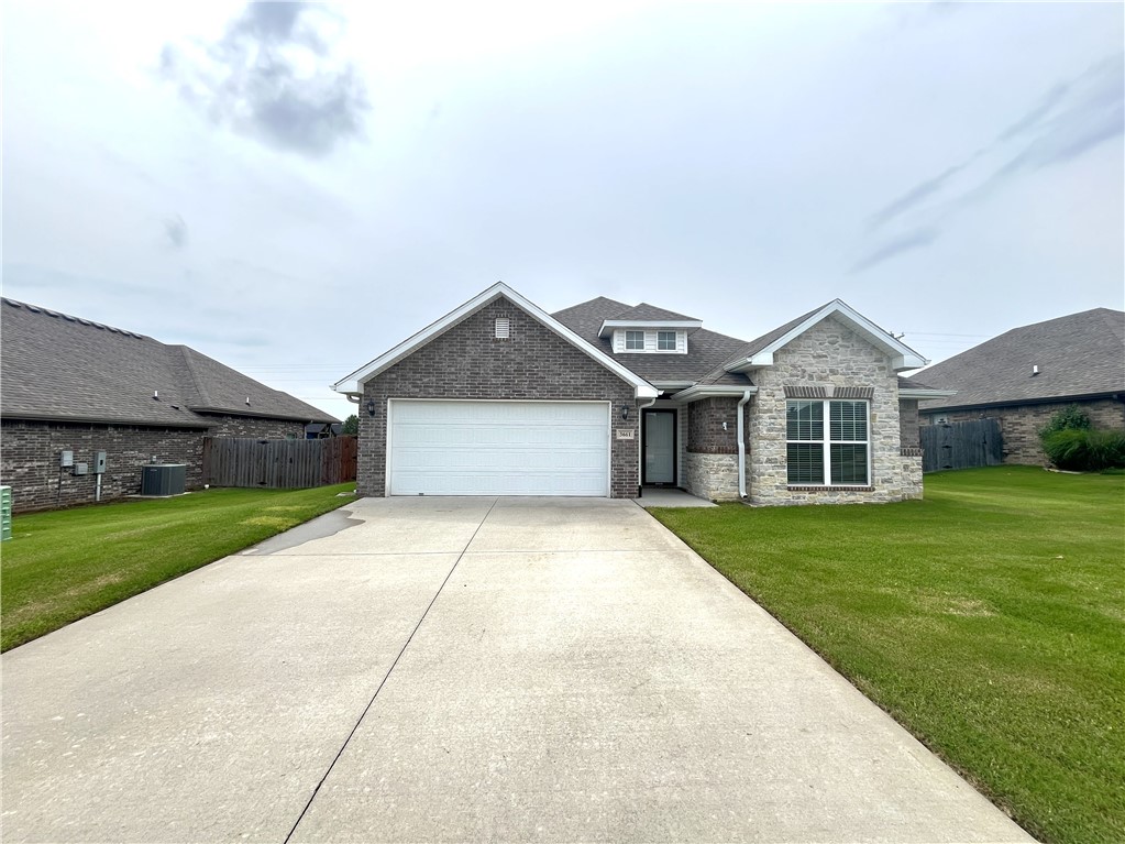 Welcome to this beautiful 3-bedroom, 2-bath home, conveniently located just off Highway 72 and only minutes from Bentonville West High School and downtown Centerton. The open-concept layout offers a spacious living and dining area centered around a cozy fireplace, flowing into a bright kitchen featuring white cabinetry, granite countertops, and a large center island with bar seating—perfect for casual meals, entertaining, or gathering with family and friends. Step outside to enjoy the back patio, extended concrete space for grilling, and a fully fenced backyard—perfect for relaxing or entertaining.