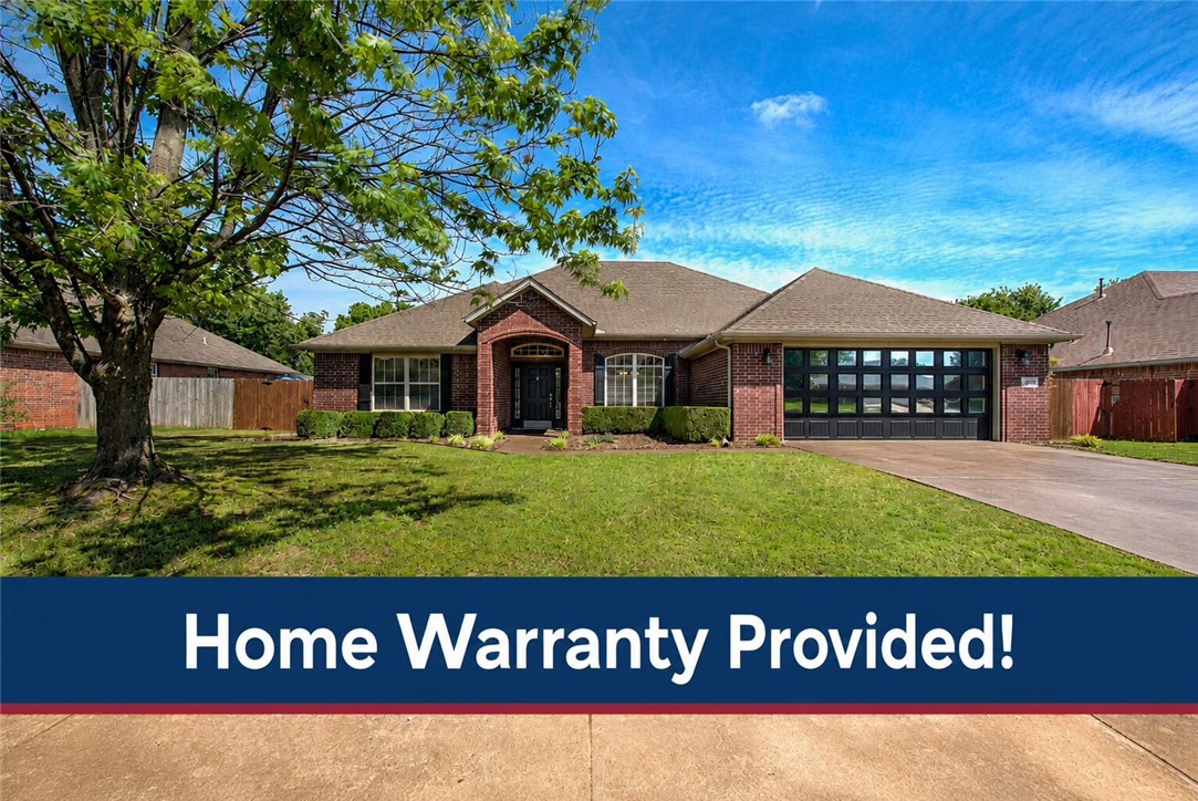 Meticulously maintained brick home on a 1/4-acre lot in desirable Southwest Bentonville. This carpet-free residence boasts 10-foot ceilings in the living room, kitchen, and foyer, plus a dramatic 9-foot tray ceiling in the primary suite. Upgrades include 5/8" carbonized bamboo flooring throughout and new LED recessed lighting. The kitchen, laundry, and both bathrooms feature freshly repainted solid oak cabinetry paired with granite tile countertops. The fourth bedroom doubles as an executive flex office with French doors and a large closet. 2-10 Home Warranty provided

Outside, enjoy custom-stained concrete walkways and a modern glass-insulated garage door. Nestled in an established neighborhood with a low $225/year POA (pool & playground), you’re steps from a public park and minutes from the new Walmart HQ, NW Arkansas National Airport and Bentonville Community Center. Freshly repainted trim, wainscoting, and neutral tones make this quality-built home truly move-in ready!