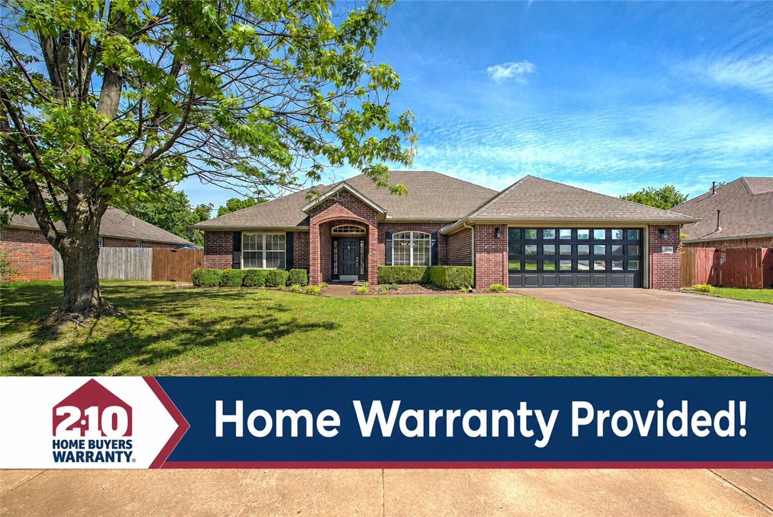 Meticulously maintained brick home on a 1/4-acre lot in desirable Southwest Bentonville. This carpet-free residence boasts 10-foot ceilings in the living room, kitchen, and foyer, plus a dramatic 9-foot tray ceiling in the primary suite. Upgrades include 5/8" carbonized bamboo flooring throughout and new LED recessed lighting. The kitchen, laundry, and both bathrooms feature freshly repainted solid oak cabinetry paired with granite tile countertops. The fourth bedroom doubles as an executive flex office with French doors and a large closet. 2-10 Home Warranty provided

Outside, enjoy custom-stained concrete walkways and a modern glass-insulated garage door. Nestled in an established neighborhood with a low $225/year POA (pool & playground), you’re steps from a public park and minutes from the new Walmart HQ, NW Arkansas National Airport and Bentonville Community Center. Freshly repainted trim, wainscoting, and neutral tones make this quality-built home truly move-in ready!