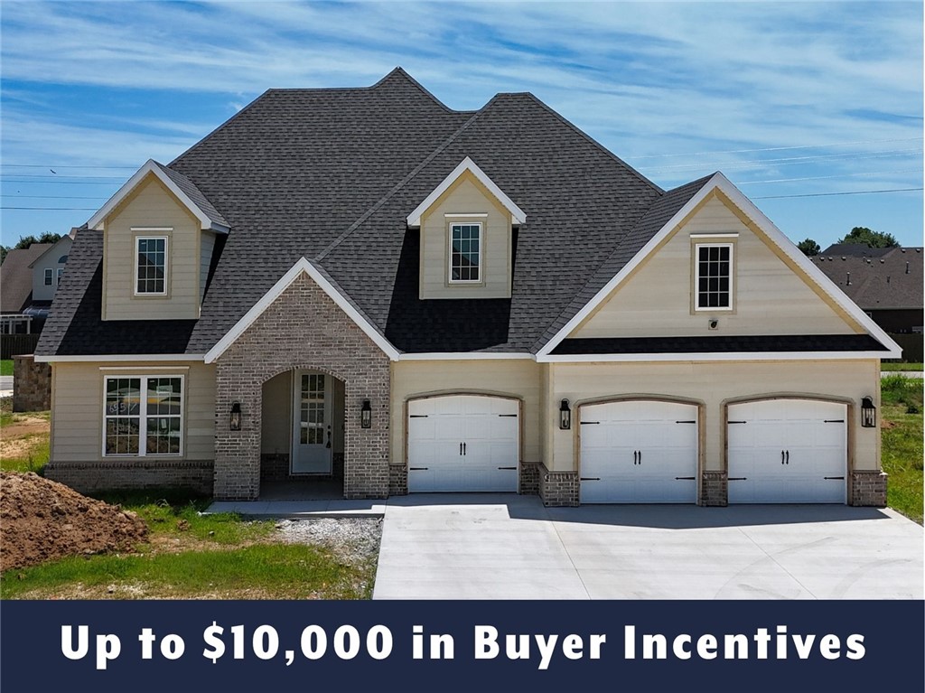 Up to $10,000 in buyer incentives available, including $6,500 from the builder and $3,500 from the preferred lender. These incentives may be used toward closing costs, prepaids, or a rate buydown. The builder portion may also be used as an appliance credit. This home offers a semi-custom opportunity, with certain interior selections still available to change based on the current stage of construction. Located in County Line Square near Shaw Family Park, the home includes a main-level bedroom and full bath off the entry, an open living area with fireplace, covered patio, engineered hardwood floors, and a kitchen with a large island, ceiling-height cabinets, GE Profile stainless appliances, and pantry. The main-level primary suite features a vaulted ceiling, double vanity with centered makeup vanity, walk-in shower, and walk-in closet. Upstairs includes 3 bedrooms and a full bath. Fence, gutters, and blinds are included. A community pool and pavilion are coming soon for residents to enjoy.