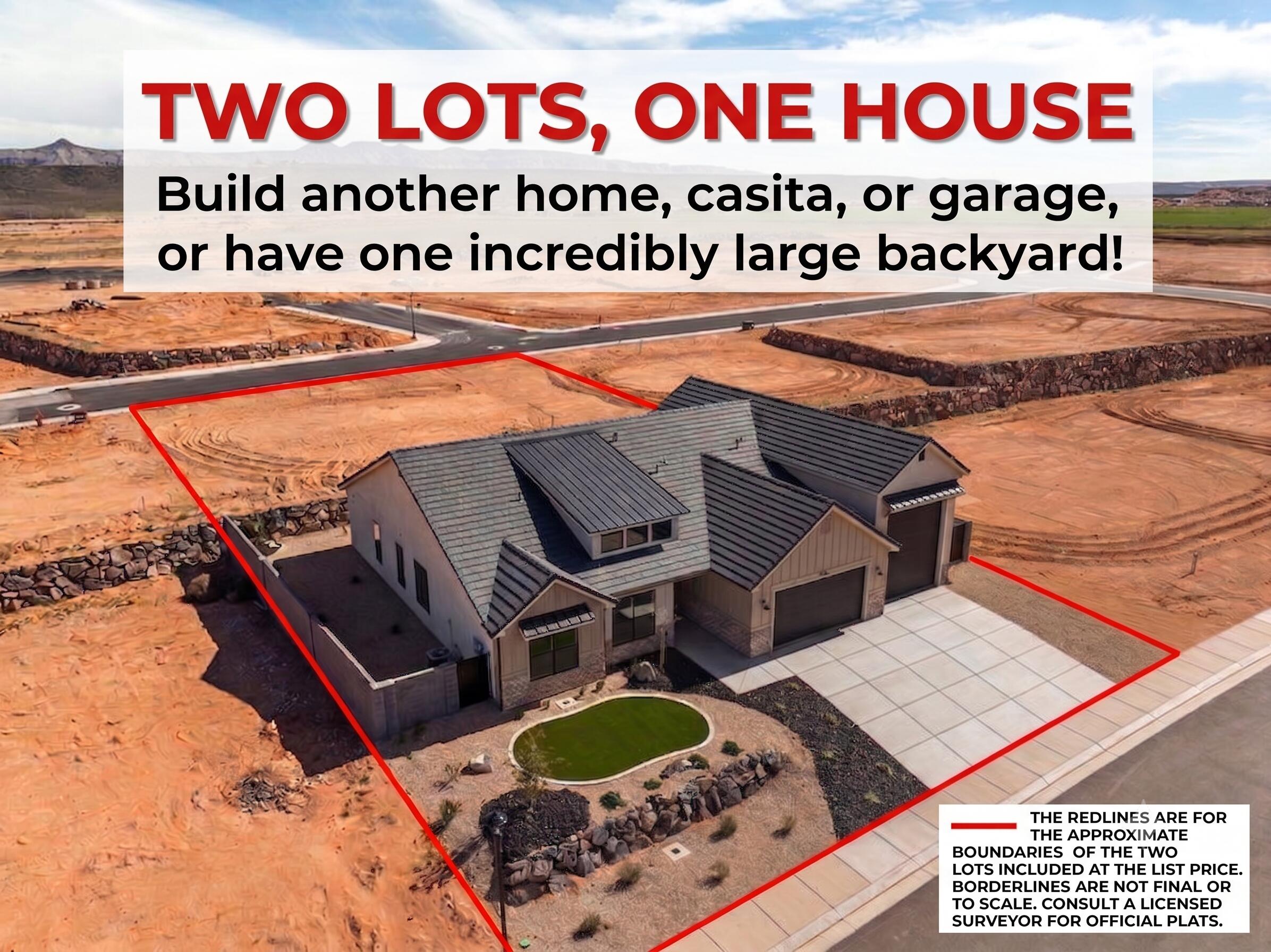 Brand new on a double lot with 50ft deep RV/Boat Garage with 220, 2x6 exterior walls, fireplace with built-ins, large pantry, no carpet in the very open great room, kitchen and dining room. Covered patio, great primary suite with box trey ceilings, double vanities, soaker tub, walk-in tiled shower, nice walk-in closet, ceiling fans and canned lighting throughout the bedrooms, sink in the laundry room with cabinets, great new subdivision called Red Slate Estates near Sand Hollow Reservoir. *All information is deemed reliable but not guaranteed, buyer to verify all.