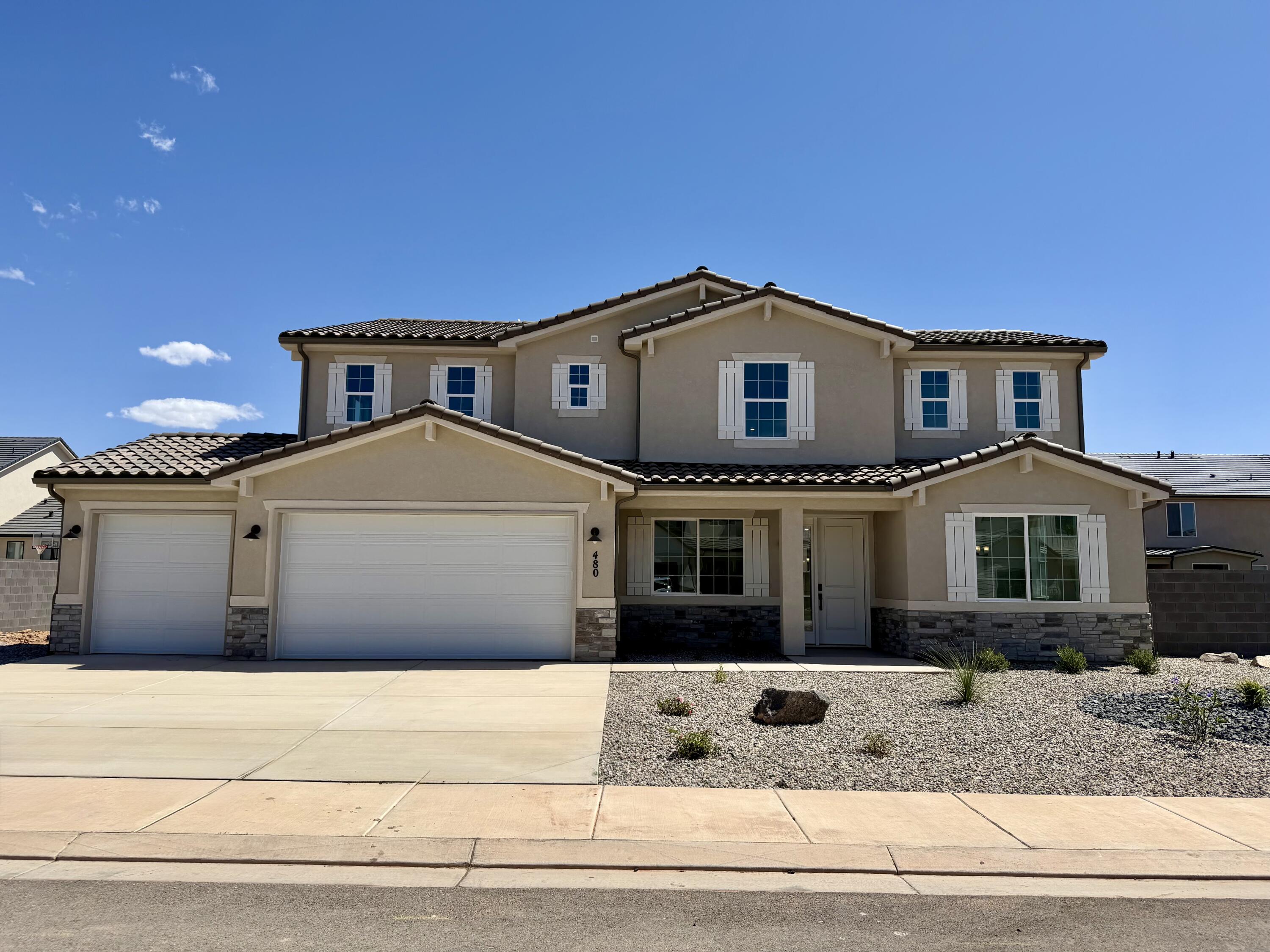 New Construction in sought-after area near Crimson Cliffs High School! Builder is offering special financing with Rates as low as 3.99%! The Hastings plan boasts two stories of thoughtfully designed living space. On the main floor, an expansive great room flows seamlessly into a gourmet kitchen with butler's and walk-in pantries. The adjacent sunroom and serene covered patio offer ample space for entertaining, as does the formal dining room. At the back of the home, an impressive primary suite showcases a walk-in closet and a deluxe bath with double sinks. A study, mudroom, laundry and covered patio are also included on this level. Upstairs, enjoy an expansive loft and 4 additional bedrooms with walk-in closets. Buyer to verify all info.