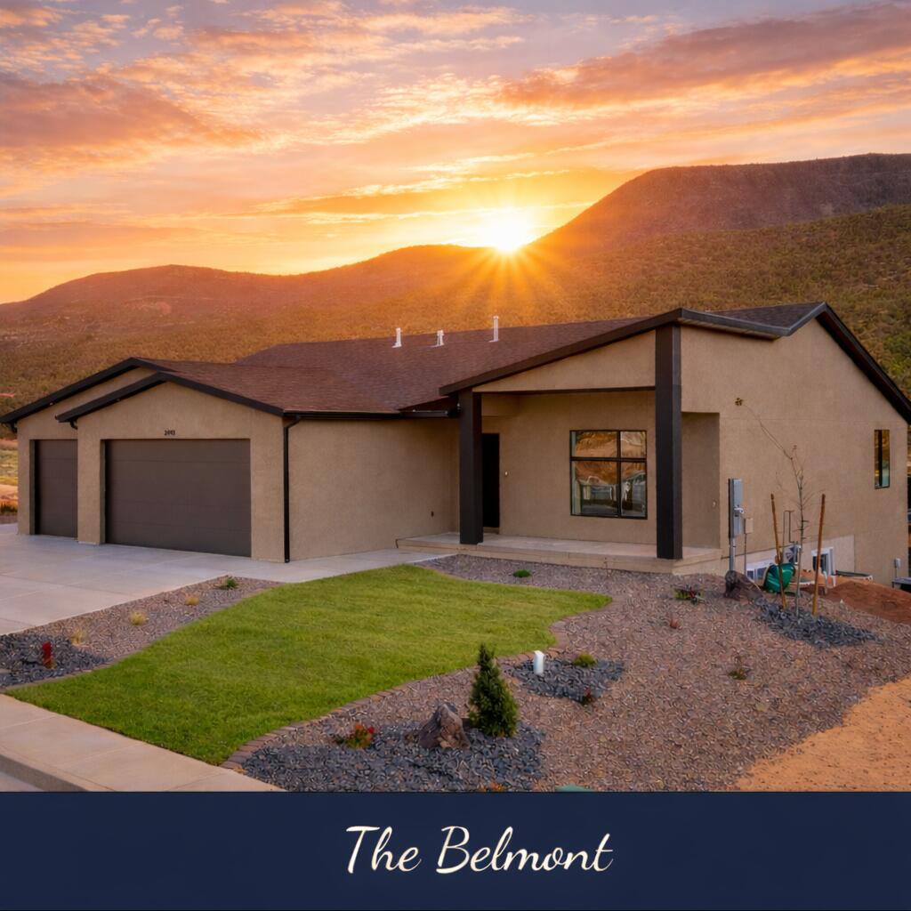 $11,000 preferred lender incentive! Welcome to the Belmont--where smart design meets Southern Utah living! Located in Cedar City, just under an hour to Zion National Park, Brian Head Ski Resort, & St. George. This 3,779sqft home offers 7 bedrooms, 4 bathrooms (or 6bdrms + an office), and a daylight walkout basement with a private ADU. Designed for flexibility & income potential, the ADU features a private entrance, full kitchen, laundry, and its own thermostat -ideal for multigenerational living or rental use. A sound door at the base of the stairs allows for a potential 3-bed, 2-bath rental setup. Enjoy open-concept modern living, Shurtz Canyon views, a 3-car garage, a 14.2ft RV pad, two 220V, quartz countertops, no HOA, full  landscaping, 2/3 fencing, & 3 months of free fiber internet.