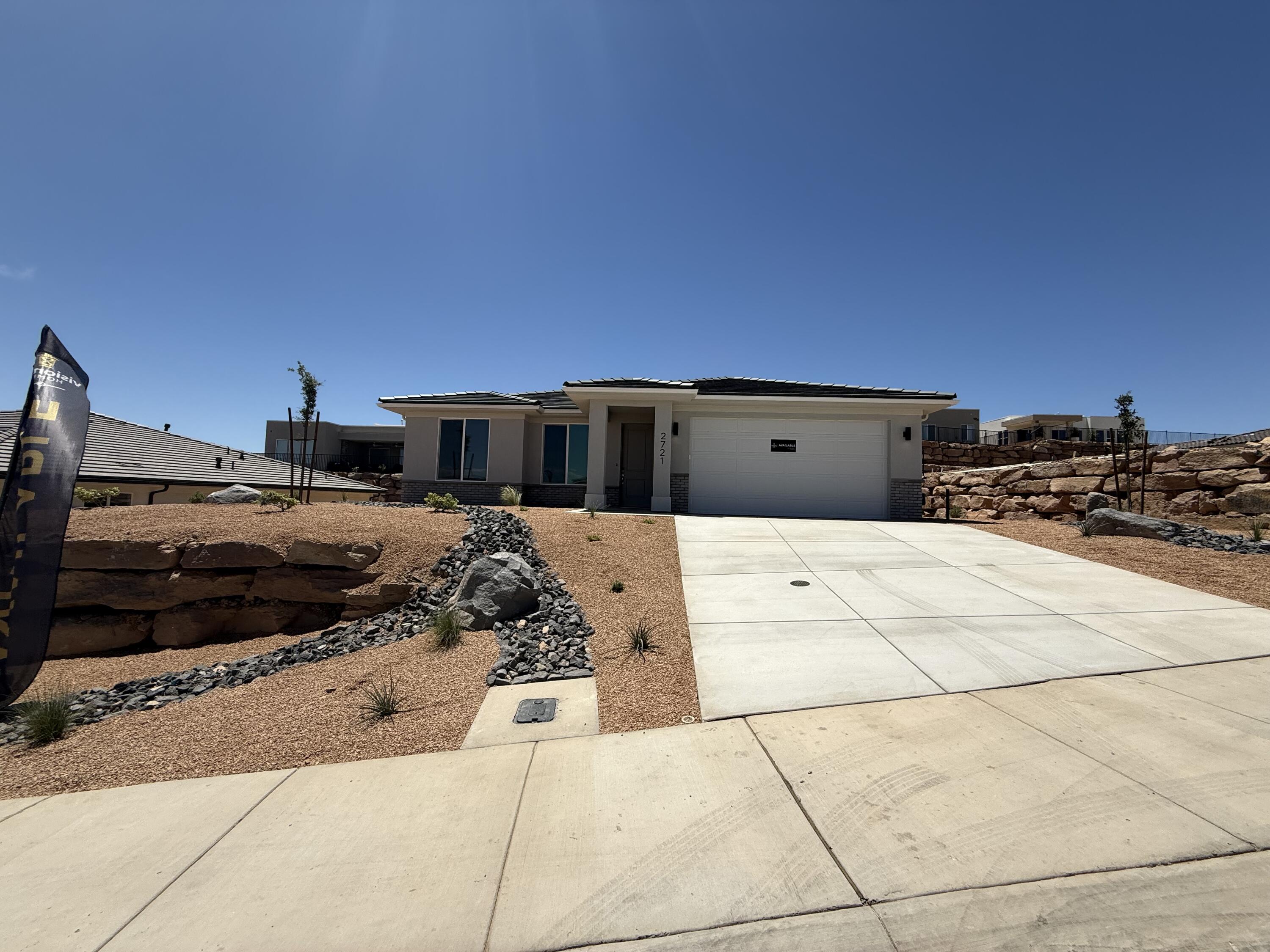 Welcome to your desert sanctuary located in beautiful Salarno Hills of Divario. Meet our Cliffrose plan, showcasing an open concept layout with a flex room off the entry way creating a perfect home office. Located in one of Southern Utah's most sought after communities, you'll enjoy easy access to hiking, biking trails, golf courses and downtown amenities all while enjoying the peace and privacy of your own desert oasis. Home is scheduled to be complete and move-in ready in June. All Visionary Homes are built with 2x6 framing and R-50/R-19 insulation for extra heat-cooling efficiency. Call Shannon to schedule your private showing and ASK ABOUT OUR PREFERRED LENDER INCENTIVE.
