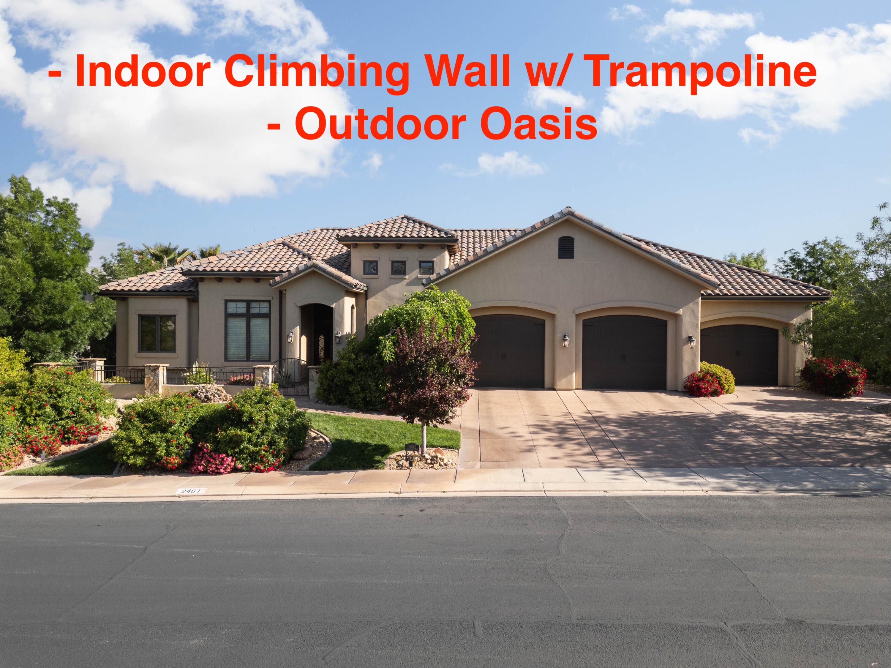 Indulge in resort-style living in this impeccable cul-de-sac residence. The beautifully landscaped grounds create a private oasis for entertaining or everyday relaxation, featuring a gas fireplace, a sparkling pool, a soothing hot tub, and a dedicated putting green. Inside, you'll find a thoughtfully designed layout built for luxury and ease: - Gourmet kitchen with premium appliances and expansive prep space - Stylish den with built-in desk and shelving--perfect for work, study, or creative projects - Luxurious theater room for cinematic nights at home - Indoor Recreation space with a climbing wall & trampoline for active family fun - High-end finishes and smart design throughout This home stands apart with its extraordinary amenities and meticulous attention to detail.