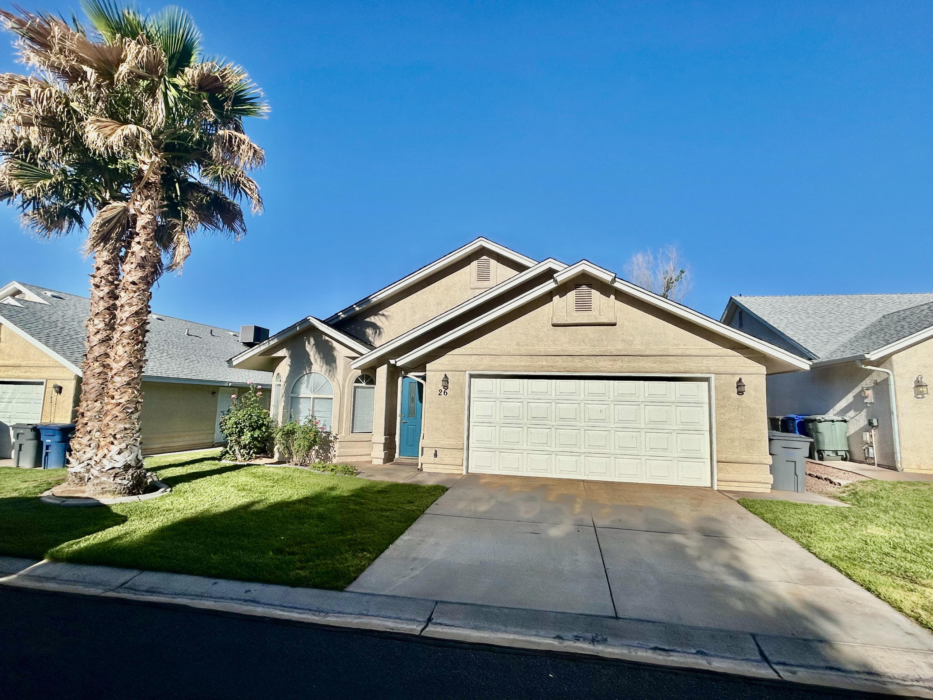 This Single Family Home nestles right up against the Santa Clara River. The beauty of this green river space will soon have a community boardwalk that will connect to other existing bike and pedestrian pathways around the St. George area located West of the property. The backyard was recently landscaped with new garden pavers and sprinkler system that enhances its appeal. There is a thriving Peach Tree and Pomogranate Bush, as well. This home has undergone interior  and exteriorrenevations that include: NEW Silver Appliance Package in the kitchen;  2- NEW Sliding Glass Patio Doors w/ interior blinds (off of the master suite and kitchen nook,) NEW plumbing fixtures in bathrooms & kitchen, NEW light switches throughout the house, NEW Exterior Security Light Timer, NEW Exterior Coach-Lights, NEW Garage Door-Opener with keypad. NEW Exterior House Paint.