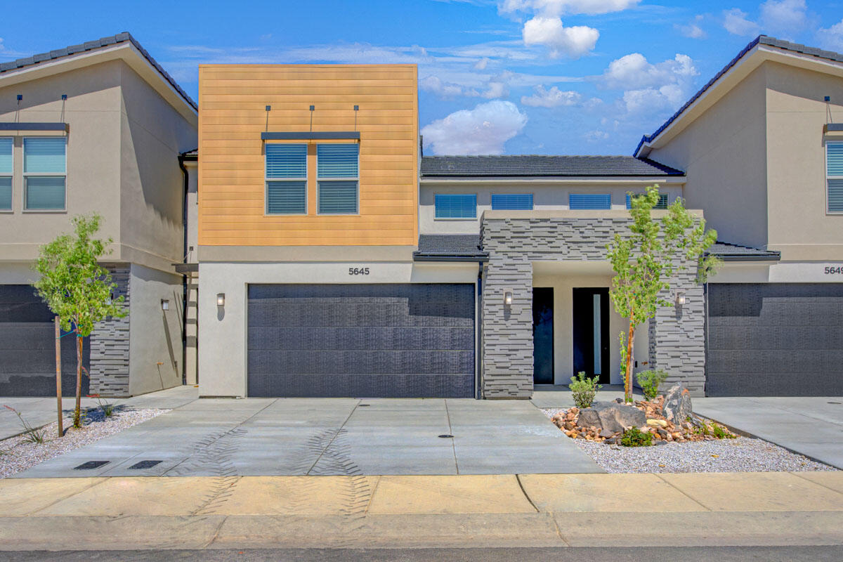 3 bed, 2.5 bath end unit with a 2-car garage in the brand-new South Desert community. Features include EVP flooring in main living areas and bathrooms, upgraded carpet in bedrooms, quartz countertops throughout, stainless steel gas appliances (fridge not included), modern cabinets and kitchen backsplash. Community park, trails, and amenities nearby. NOTE: Interior and exterior finishes are predetermined and may change. Photos are examples of the finishes are also subject to change. Ask about lender incentives. Buyer/agent to verify all info.