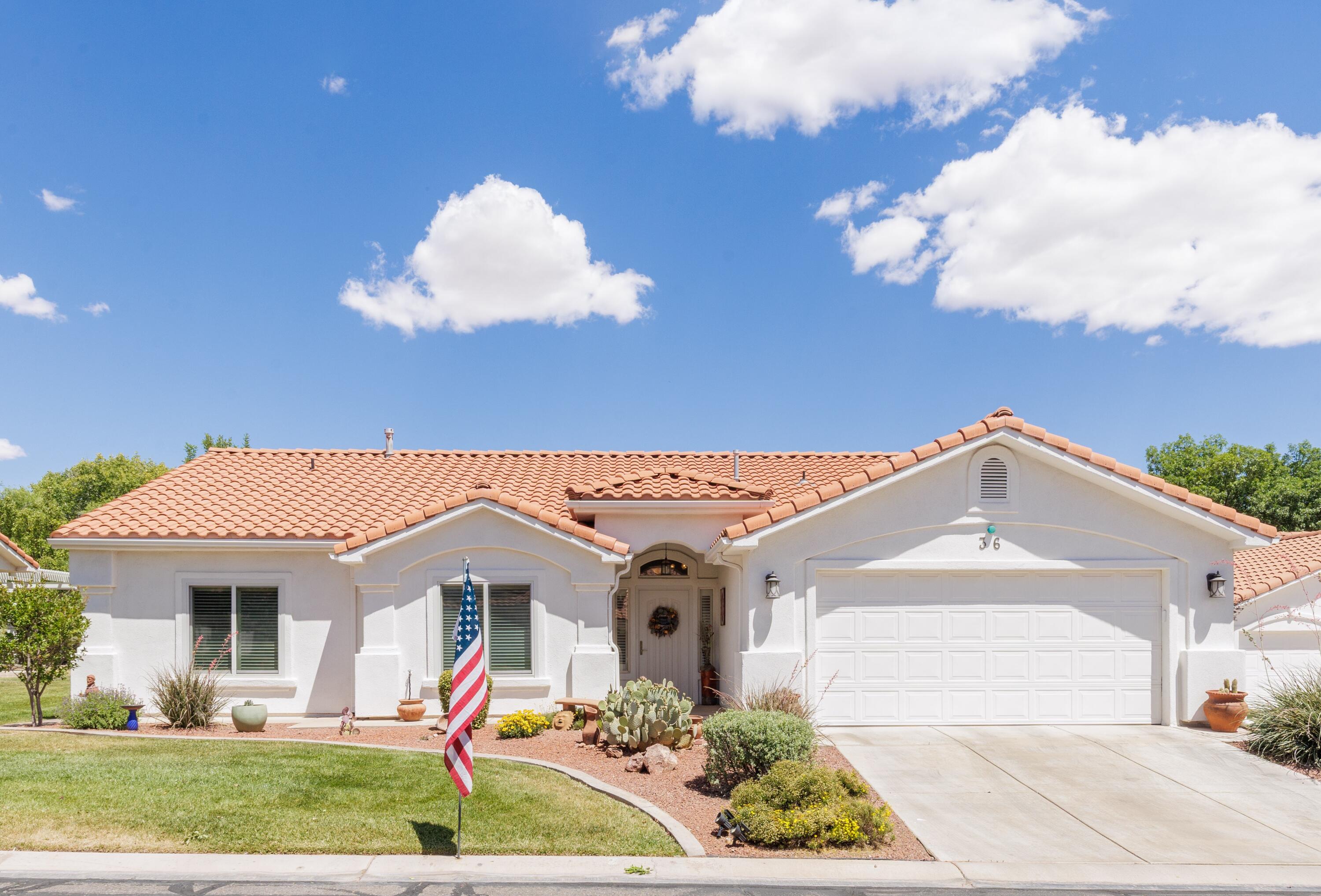 Come and see for yourself this beautiful, well maintained step-free, singe level home in the heart of Saint George! 

Located in the highly-desirable Emerald Springs subdivision, with one of the few private, quiet, secluded backyards in the area, you'll be able to entertain friends and enjoy quiet mornings on the back patio, which is accessible from both the Master Bedroom and the Dining Area. 

The HOA takes care of all lawn and yard care as well as covering all water expenses and maintenance of the underground sprinkler system. HOA dues also include two large swimming pools, a hot tub, a work-out room, a spacious club house, and pickle ball/tennis and basketball courts. 

Inside the home, you'll find an open concept layout that flows easily from the kitchen to the dining area and to the living room. The kitchen has been beautifully remodeled with granite counter tops, stove, microwave, dishwasher, sink and disposal, as well as soft-close cabinet doors and pull-out cabinet drawers, and a food pantry. 

The professionally installed wood laminate floors and plush bedroom carpeting create a seamless, welcoming atmosphere throughout the home.  

The large master bedroom boasts a large walk-in closet and a fully remodeled master bathroom with jetted tub, separate walk-in shower, and heated floors, as well as all-new faucets and light fixtures. 

Two additional large bedrooms give plenty of space for living and entertaining guests. New living room, dining area, and bedroom windows, (all windows and doors have new window treatments), allow you to enjoy energy savings along with improved outdoor views. 

Relax in the large, open living room as you enjoy the park-like, peaceful backyard. This home also has an attached two-car garage with built-in storage cabinets. 

With so many updates and a tile roof, you are purchasing peace of mind that this home has been well cared for and will last for many years to come!