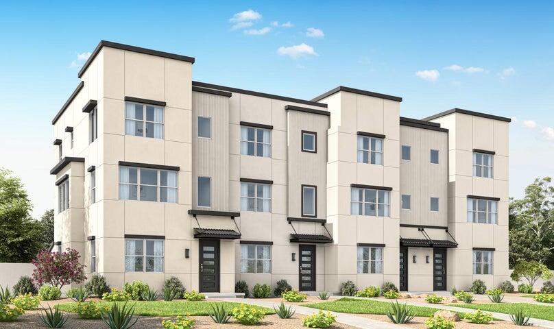 STUNNING three-story townhome in the highly sought-after Desert Color community! This move-in ready Midtown floor plan offers three spacious levels: a versatile first-level bonus room (office, gym, or guest space), an open-concept main level with kitchen, dining, family room, and balcony, and a third floor with a Primary en-suite plus two additional bedrooms and a bathroom. Enjoy exclusive access to resort-style amenities including a 2.5-acre lagoon, pools, walking trails, and more--every day feels like a vacation!