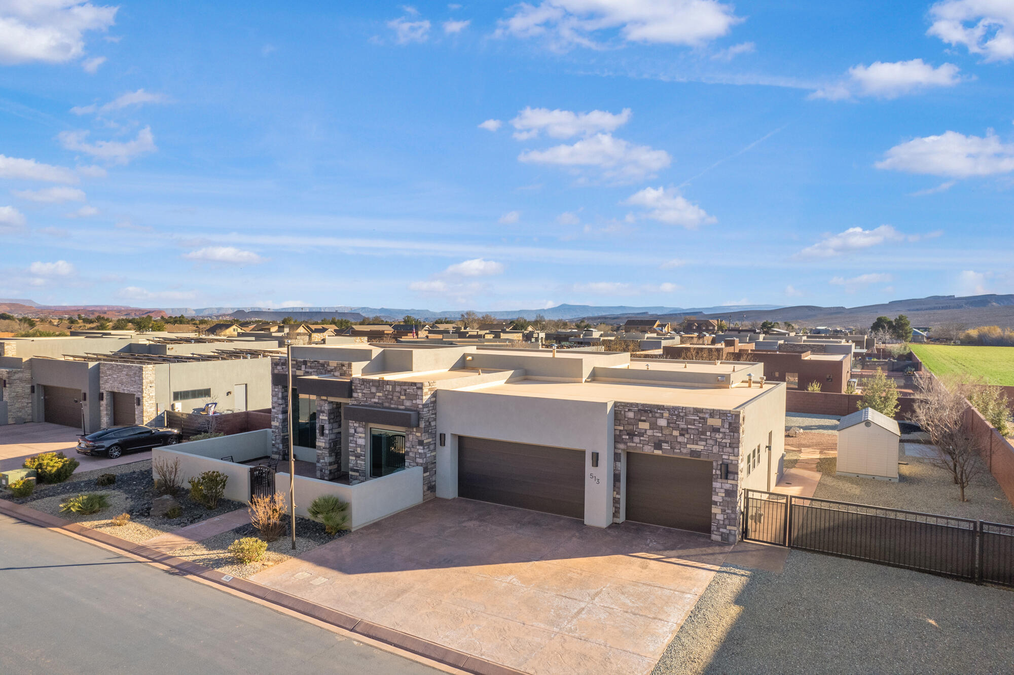 Experience luxury single-level living in this stunning home. Featuring 4 spacious bedrooms & 3 full bathrooms, this beautifully crafted residence sits on a large lot offering exceptional space, privacy & room for a pool. Expansive windows throughout the home flood the interiors with natural light while framing breathtaking views of the iconic red rocks & surrounding mountains. 
Enjoy seamless indoor-outdoor living with a generous outdoor entertainment area, perfect for gatherings, relaxing evenings, & taking in the spectacular scenery. The property includes very large RV parking, ideal for toys. With no HOA restrictions, you'll appreciate the flexibility to truly make this home your own. Furniture package available.