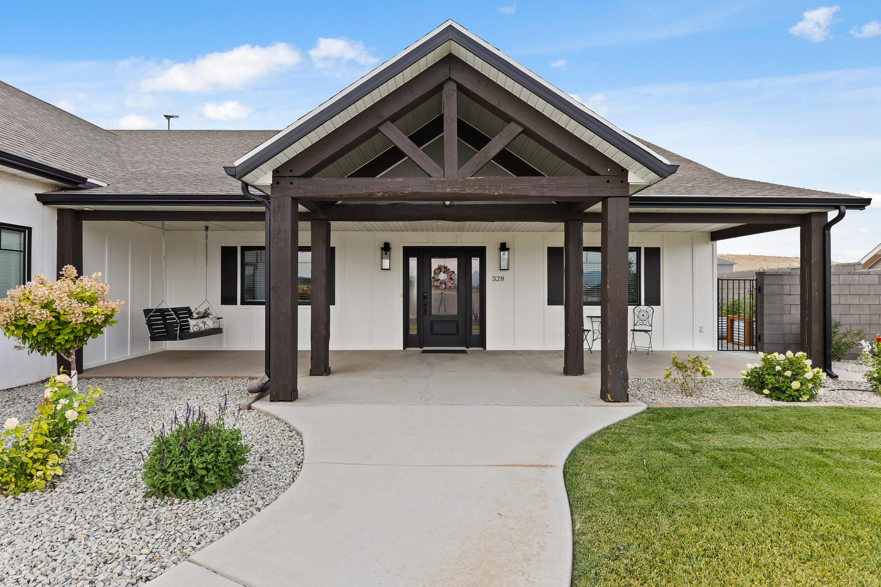 Custom Country Dream Home w/ Stunning Mountain Views. Built in 2017, 3,311sqft w/ 4 beds (2 masters), 4 baths, large 0.51 acre lot w/ an oversized attached 2-car garage (710 sqft) w/ epoxy/sealed flooring & new garage cabinets. Updated with new windows, new entry door, new LVP flooring. Large chef's kitchen w/ all the upgrades of granite countertops, custom cabinetry, built-in stove top. Get cozy by the fireplace. Fully fenced yard w/ new landscaping, sprinklers, water feature, garden boxes w/ sprinkler system & gazebo w/ an outdoor kitchen area. The heated and insulated 50x35 (1,400 sqft) 4 car double door shop is a craftsman's delight, w/ 50 amp RV hookup w/ clean out. Shop has an attached office/bedroom (w/ mini split) and full bathroom with ample storage above shop office. Come see!!!