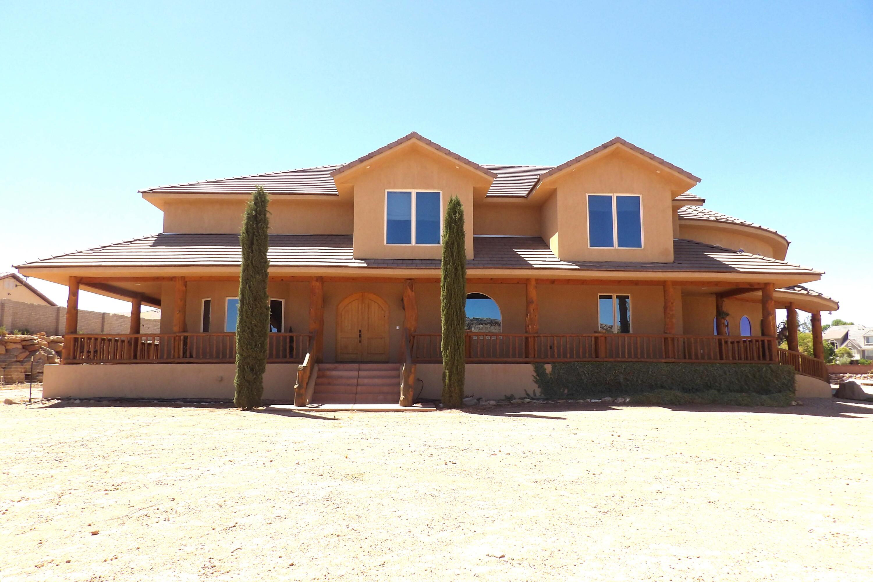 Incredible Ranch Estate with horse privileges. Entering the home you're
greeted by vast spaces for entertaining, corporate retreats & more. Massive backyard is privately
fenced in ''compound'' style & will make a great location for your next big event or just a family
get-together. 5-Car ultra-high garage houses an array of toys, geothermal heat is super-efficient &
location is superb. Sold AS/IS,All garages are plumbed for air compressor, shop Garage is wired for 220 outlets, Heating and Air is 3 Geo-thermal Heat and air pumps the air is 68 degrees constant air. Basement is fully enclosed in Concrete, 2'' foam insulation ICF forms inside and out on main floor, Plumbed for kitchen in basement, special engineered ceiling over basement that eliminates any post or wall in basement.