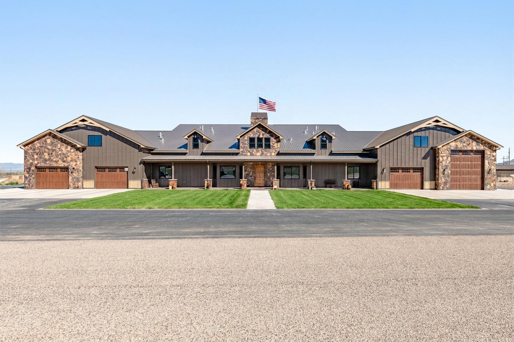 If you've been waiting for something with real space, this is it! Set on just over five acres in Broken Spur, this newly built estate (2024) offers nearly 10,000 square feet of living space designed for those who need room for everything--and then some. The main residence is expansive and well-appointed, complemented by a separate 3-bedroom, 3-bath apartment within a dedicated workshop structure, offering flexibility for guests, extended living, or on-site support. A spacious bunkroom adds even more versatility. For those who need serious garage and storage capacity, the property delivers in a way few can. A 16-car garage with a pull-through RV bay is paired with a 4-bay workshop, creating space for collections, equipment, or business use without compromise. The grounds are equally functional, featuring a corral and small barn, making the property well-suited for animals or a variety of rural lifestyle uses. Properties of this scale, with this level of infrastructure and flexibility, are rarely available. It's the kind of place that doesn't ask you to scale back your lifestyle--it gives you the space to fully live it.