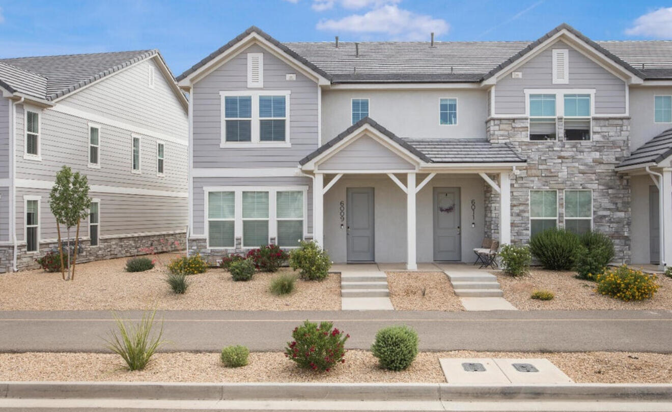 End unit townhome in the highly sought after Desert Color Resort community located in the Sage Haven neighborhood. This well maintained 3 bed, 2.5 bath home with a 2 car garage offers resort style living and is move in ready. As an end unit, the home features additional windows that bring in natural light throughout the open concept floor plan. The layout includes upstairs laundry, a loft area, and walk in closets in two of the bedrooms. Refrigerator, front load washer and dryer set, water softener, and epoxy coated garage floors are all included. Conveniently located within easy walking distance to Freedom Prep Academy, this property is ideal as a primary residence, second home, or investment rental property. Enjoy access to Desert Color's incredible amenities including the 2.5 acre lagoon, the newly completed Colcada Pool and hot tubs, pickleball courts, walking and biking trails, parks, and stunning desert landscaping with beautiful Utah and Arizona views. A brand new residents only pool is currently under construction and will be within walking distance of the home for even more convenience. HOA includes Quantum Fiber internet, landscaping maintenance, and full access to community amenities.
