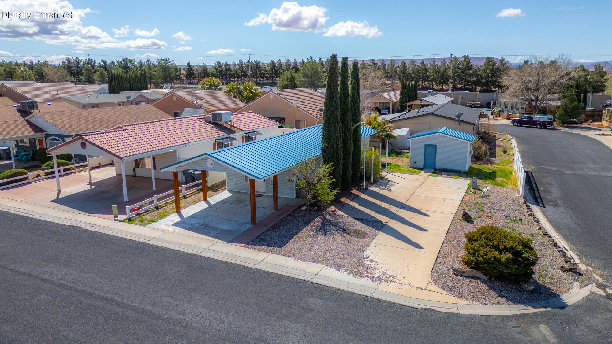Beautifully refreshed and move-in ready, this charming Quail Lake Estates home features a brand-new bathroom, new flooring, and updated lighting for a clean, modern feel. The single-level layout includes one bedroom plus a flexible bonus room that opens to the bedroom, offering space for a home office, den, craft room, guest area, or private sitting room. Enjoy outdoor with a low-maintenance corner-lot setting, attached carport, RV parking, and useful outdoor storage room. Quail Lake Estates offers community amenities including a clubhouse, fitness center, outdoor pool, hot tub, and pavilion. Conveniently located in Hurricane with access to shopping, everyday services, and Southern Utah recreation. Thoughtfully updated, staged, and prepared to welcome its next owner.