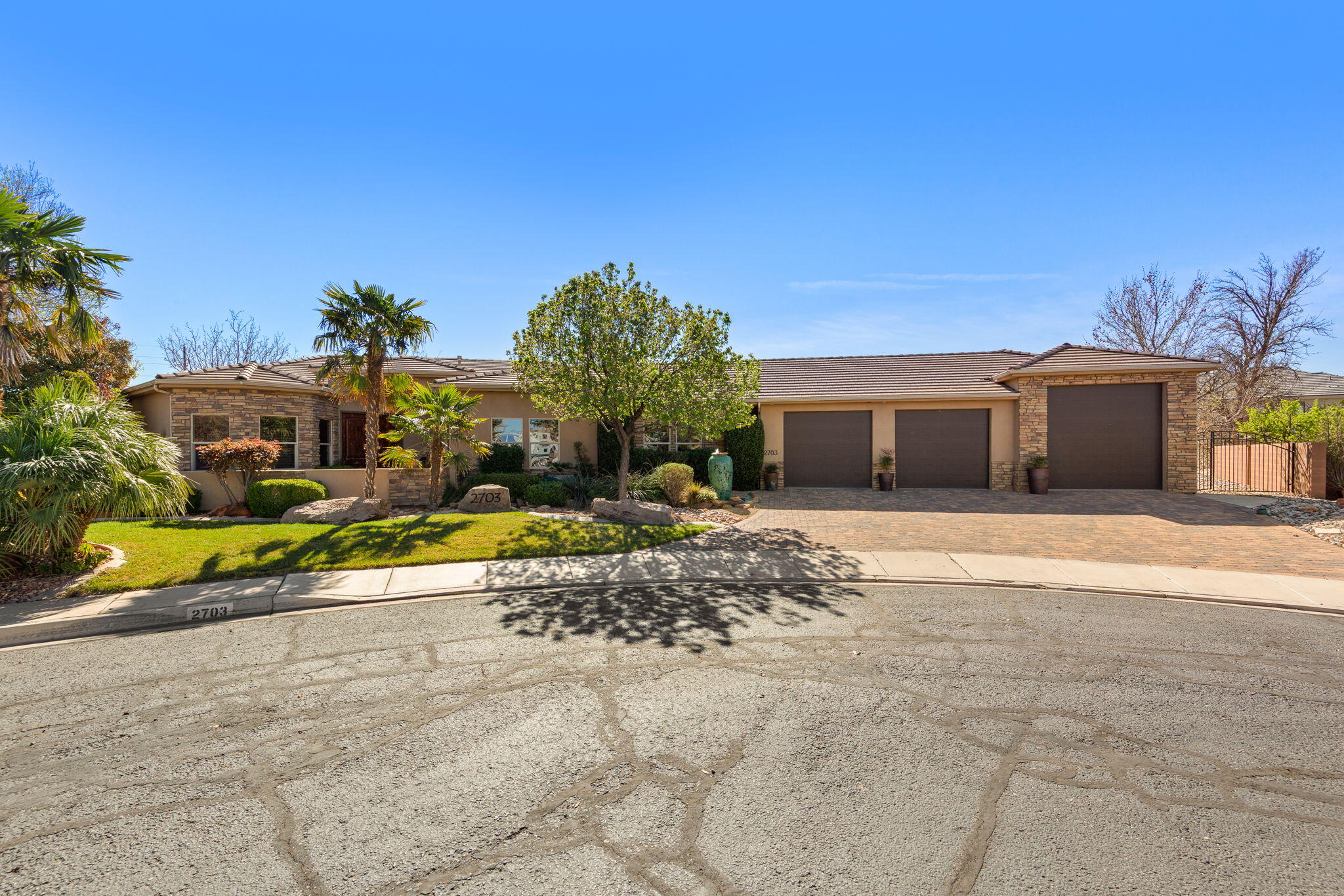 This home is a must see, you will love the spacious layout and the location!
Convenient one level living located in a beautiful quiet cul-da-sac. Well taken care of home with new top of the line LVP throughout. Beautiful kitchen has new granite and backsplash, updated appliances and lighting. Huge custom closets in each bedroom. Large in home storage room. Professional landscaping with new drip system & fountains. Oversized 3 car garage. Comes with a play set, in-ground trampoline with a tunnel that leads underneath it and a shed. Home is on Dixie Power. 
Some furniture can be included.