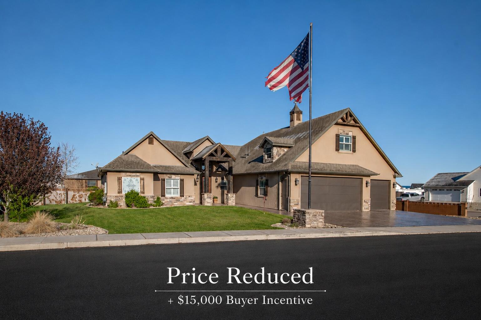 $15,000 BUYER INCENTIVE - may be applied toward closing costs, an interest rate buy down, or personalized updates to make this home your own (subject to lender approval and contract terms).

This luxury estate offers over 6,200 sq. ft. of combined living and shop space on .71 beautifully landscaped acres. Originally built as the personal residence of a luxury home builder, this one-of-a-kind property showcases exceptional craftsmanship and premium finishes throughout.

The 3,200 sq. ft. custom home features 4 bedrooms, 3 bathrooms, an executive office, gourmet kitchen with hidden pantry, bonus room, and high-end upgrades including multi-zone HVAC, central vacuum, backup generator, and integrated sound system. Home is sold with washer, dryer, TVs and game table.

Enjoy a private backyard designed for entertaining with a covered patio, outdoor kitchen, and mature landscaping.

The 3,000 sq. ft. heated detached shop sits on its own adjoining lot with separate utilities and includes a finished recreation room, 220 power, bathroom, plumbed air system, custom bar, and abundant storage--perfect for car enthusiasts, a workshop, home business, or recreational hobbies. Complete with full RV hookups and ample space for RVs, boats, trailers, and toys.  This is a RARE opportunity to own a true luxury lifestyle property. Seller is offering a $15,000 buyer incentive with an acceptable offer.