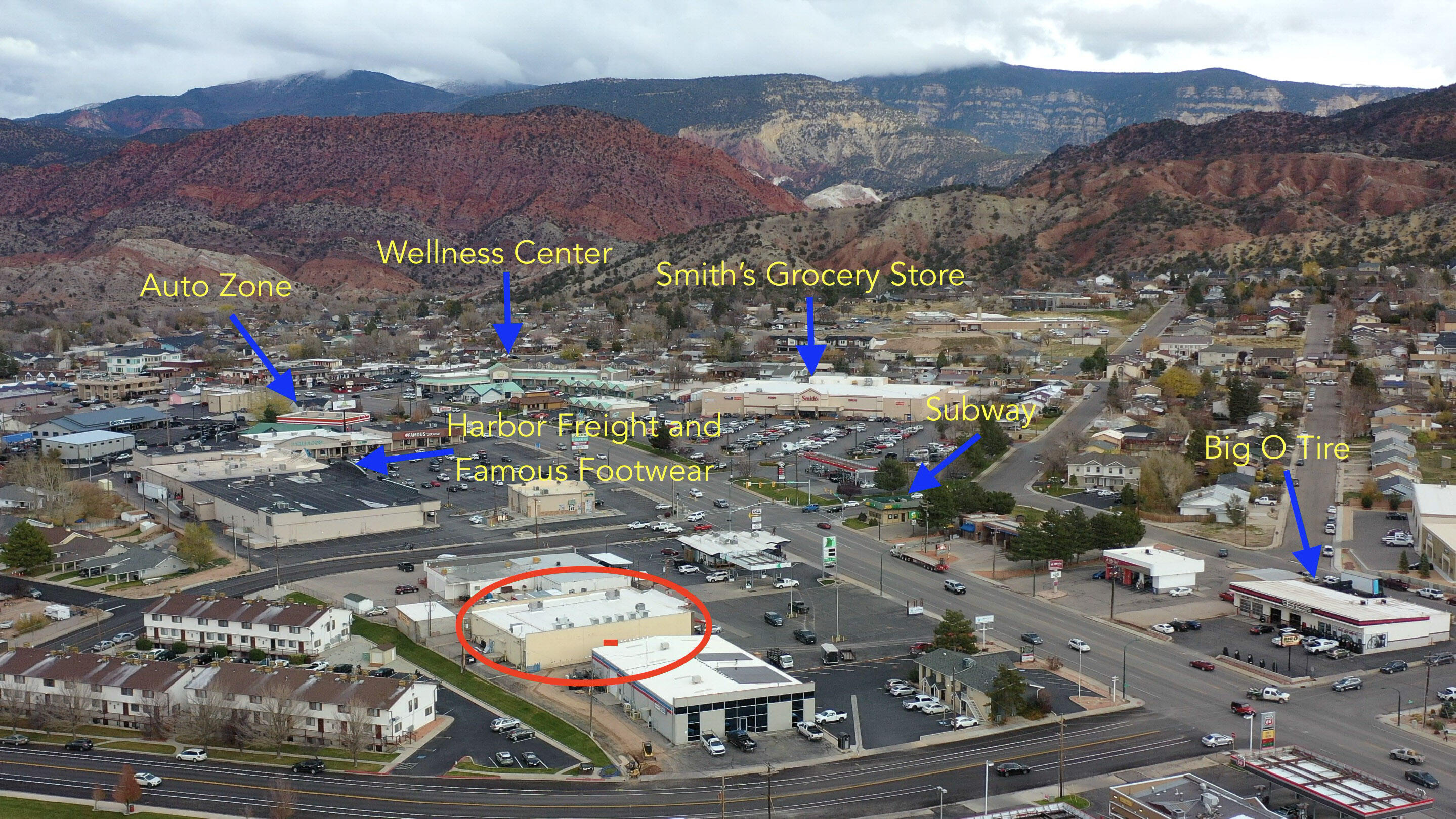 Retail space with high traffic count on South Main Street. Near Smith's Food and Drug, Cal-Ranch, restaurants, service stations, schools. 9,156 sq. ft. available, all or part. Lease rate negotiable with terms and length of lease. 53 parking spaces. Lighted parking lot with easy access from Main and 600 South. New stucco facade. Pylon sign. 10' X 10' loading dock.

-Over 4,500 SF on South Main Street
-All or Part Available
-No Triple Net
-No CAM's
-Large parking lot
-Loading Dock
-New Stucco Facade
-Large Signage with Main Street Exposure
-New LED lighting installed