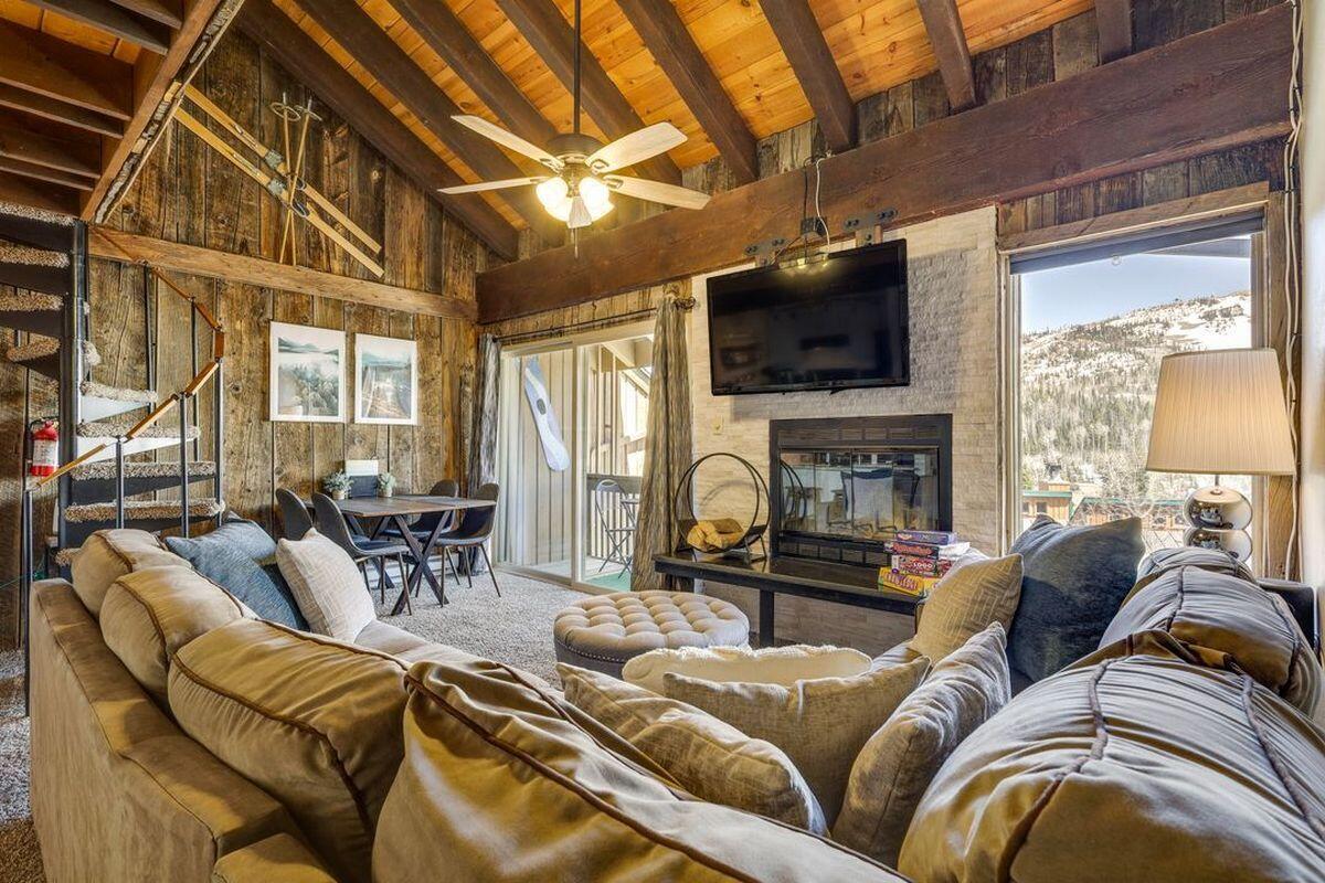 Sit down and enjoy the spectacular views of the Brian Head Ski Resort slopes! This spacious 774 sq ft condo includes 1 bedroom 2 bath and a loft area for sleeping. The main floor has the master bedroom, full bathroom, kitchen and living room. The kitchen has been updated with appliances, counter tops, and back splash. The large windows and sliding glass door on the main floor allows for the best views in the complex. The upper floor includes a loft area for sleeping and full bathroom. The condo is heated by the wood burning fireplace and electric baseboard heating. There is a private garage space for the mountain toys. The outside covered deck will be used to enjoy the morning sunrise over Brian Head Peak. Brian Head is well known for the ski resort during the winter and outdoor activities during the summer months. The current owner rents the condo out to help subsidize the monthly/annual costs of ownership. Call for more information or a personal showing today.