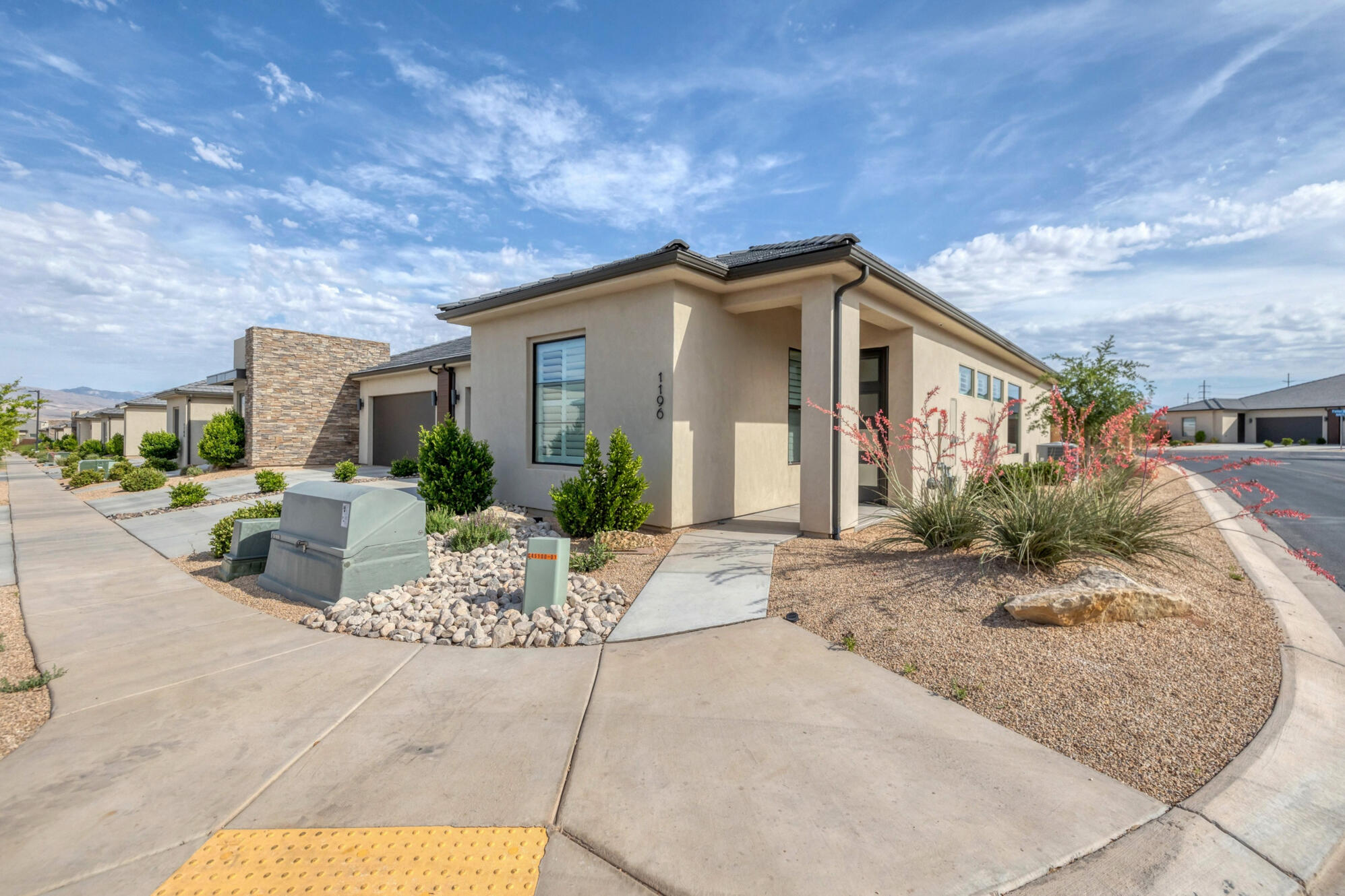 Miller plan, very popular with limited models built due to lot size. This home is in immaculate condition with every upgrade you would want, flooring is tile, not wood or laminate. Crown molding and custom woodwork. Nice private backyard with water feature and covered patio off the kitchen. This Villa floor plan has several big advantages. Very large Pantry in Kitchen with open concept, and yes, you can fit a full size pickup in this garage! The garage is 23 feet deep, both sides. This home has been completely gone through and is ready for a new owner. SunRiver took this home in as a trade, owner moved to our new SunRiver Firelight Community in Toquerville.