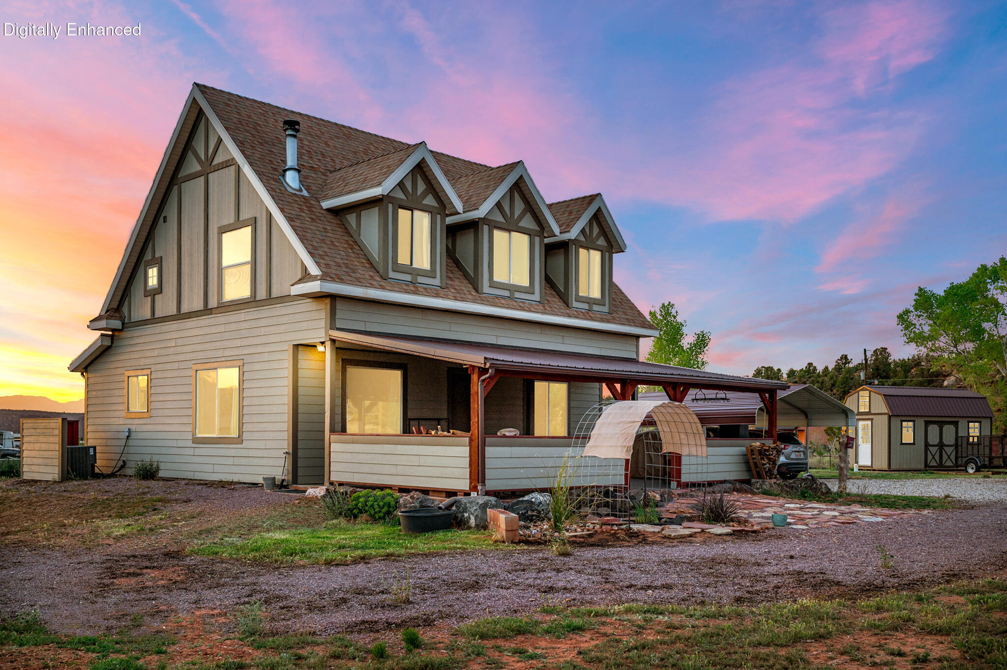 Welcome to a place where the pace slows and the views stretch endlessly across Southern Utah's stunning landscape. Nestled in the quiet beauty of Apple Valley, this lovingly maintained home invites you to breathe deeper, relax longer, and truly feel at home. Each day begins with mountain vistas painted in morning light and ends with unforgettable desert sunsets. With over an acre of land, the backyard becomes your personal retreat. Imagine gatherings under open skies, evenings by the firepit, space for gardens, play, or simply the luxury of room to roam. Inside, natural light pours into warm, comfortable living spaces designed for both connection and quiet moments. Every room feels welcoming, creating an atmosphere that is as peaceful as the surroundings. This is more than a home - it's a lifestyle of space, serenity, and spectacular scenery.