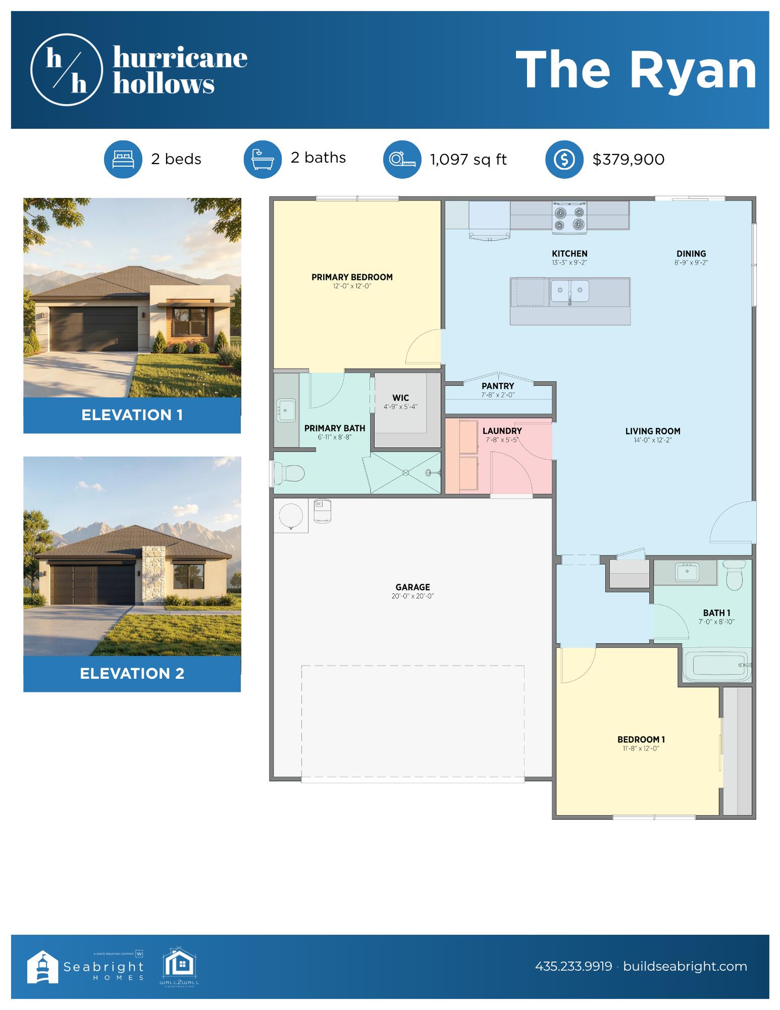 The Ryan Plan.  Are you just getting started? Looking to downsize? or an investor looking to rent?  This plan is for you. Close proximity to Valley Academy, local amenities, Skyview golf course, just minutes from Sand Hollow and Jellystone Park.  These are an incredible opportunity.   For more plans, prices, interior and exterior color options, contact agent.
