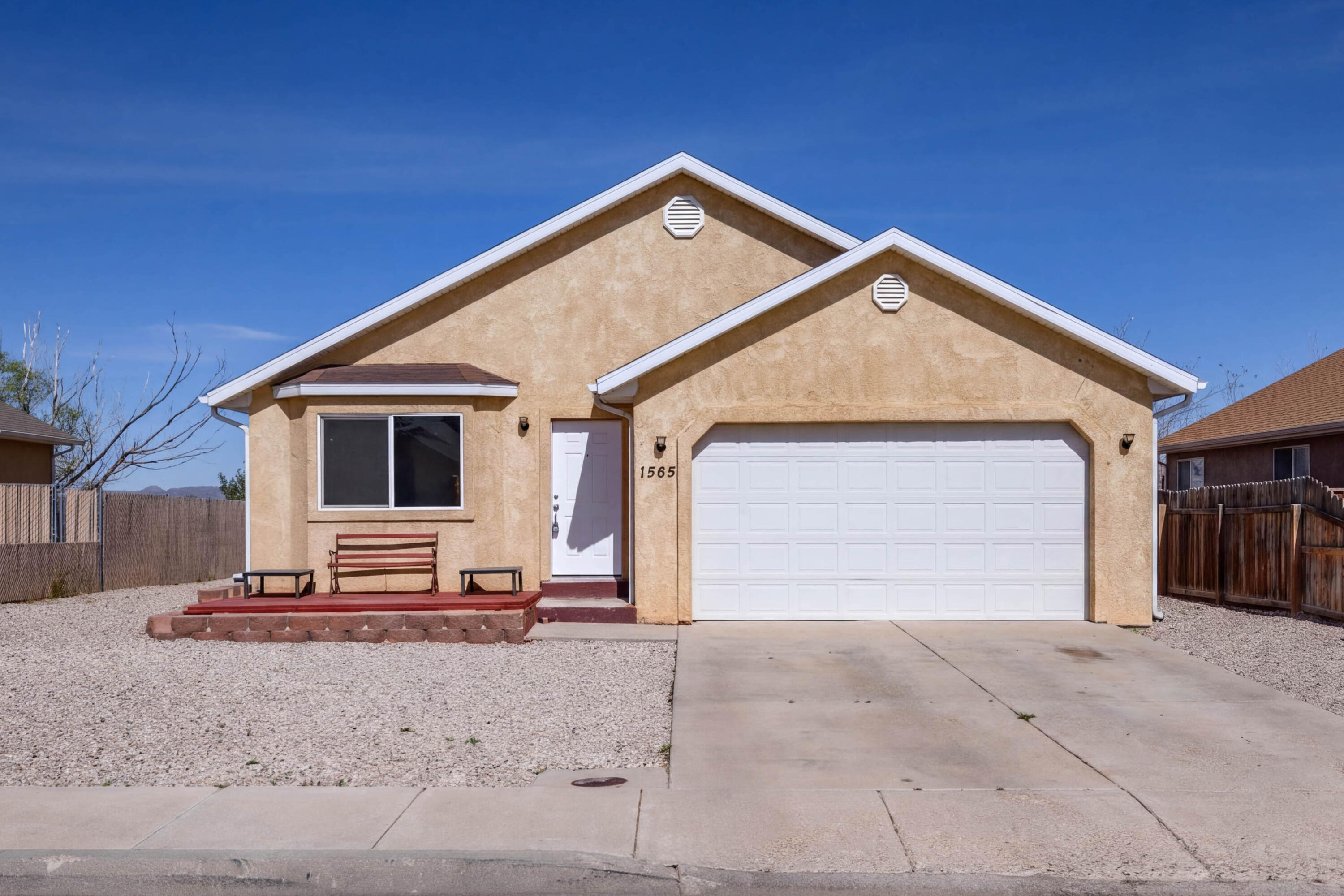 Move in ready! Investor's dream home or first-time home buyer's starter home. This cute home has the following upgrades: roof (2018), HVAC (2020), water heater (2023), flooring (2022), front door (2022), front window (2022) and freshly painted LR/Dining/Master Bath. Currently replacing weatherstrip on all doors and replacing all door knobs as well as re-keying. This home comes with paid off Solar panels and system with equal payment setup = $15 per month.  Seller concessions $5,000. In addition to the home there is a 330 SF detached shop (2025) which includes cabinets, shelving, hydroponic garden, mini-split, 120/240 power and can easily be converted into a mother in-law apartment/ casita/rentable residence. The shop has metal siding and roofing with an outside wash basin. This home is priced to sell and won't last long!