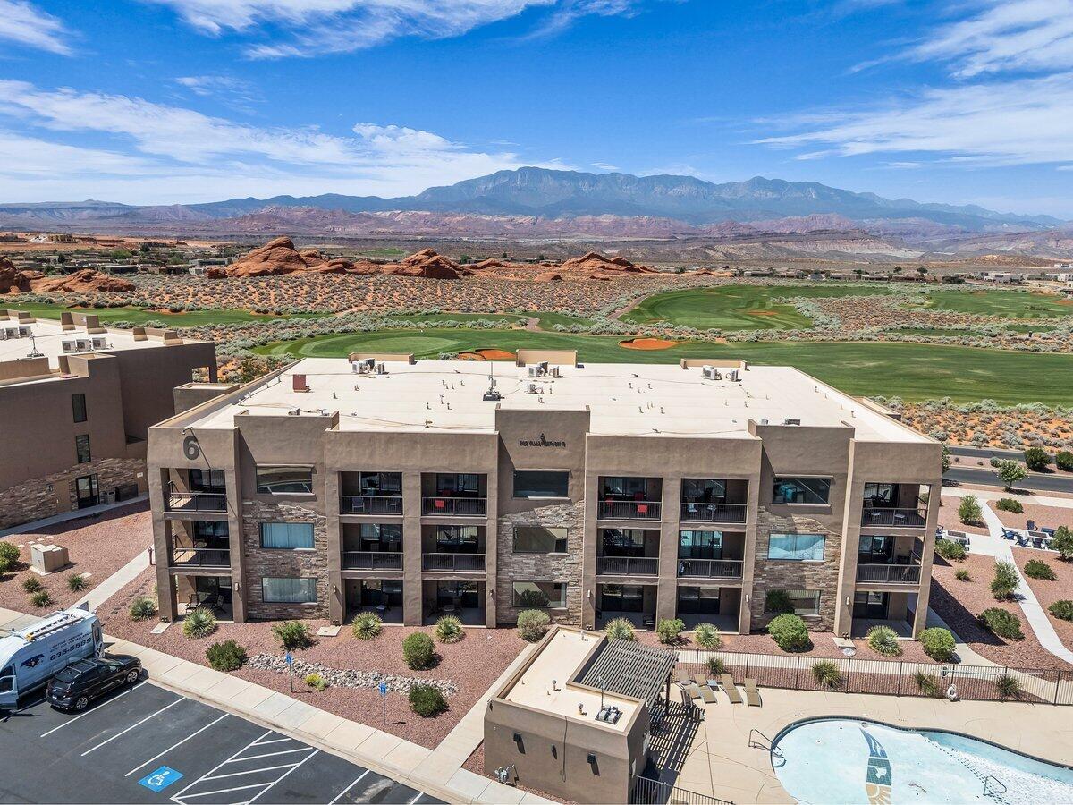 Experience the best of Southern Utah living in this beautifully maintained, fully furnished, top-floor condo located in a short-term rental approved community with stunning mountain and golf course views! The bright, open floor plan creates an inviting atmosphere, while the covered balcony provides the perfect place to unwind and take in the breathtaking scenery after a day on the golf course or exploring the area. Enjoy the exceptional resort-style amenities with three pools just steps from your door, a relaxing hot tub, pickleball courts, a clubhouse, a fitness center, plus exclusive owner perks including 40% off golf and 20% off food at the restaurant. Whether you're searching for a vacation retreat, a seasonal escape, or a home that offers the flexibility to rent while you're away, this property delivers the perfect combination of comfort, convenience, and outstanding amenities. Buyer to verify all information, deemed reliable; however, buyer to verify all info including utilities, rental restrictions, and HOA information if applicable.