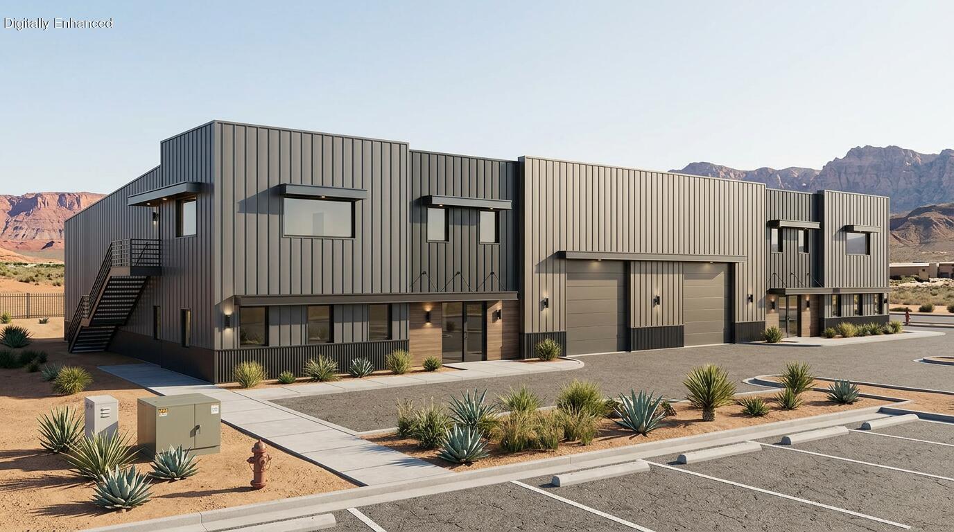 This premier commercial property offers an exceptional opportunity to purchase or lease a newly constructed multi-use industrial facility in the Sunrise Valley Industrial Park. The project features a beautiful 9060 s.f. Steel building situated on a spacious 56,000 s.f. Lot with gated outdoor storage.  Perfectly suited for either an investor or an owner-occupier, the flexible layout allows a business to comfortably occupy one side of the building while leasing the other out for immediate rental income. The interior can be customized to suit your specific operational layouts, office footprints, and trade requirements.  Currently it has a planned two-story office space on one side and a single-story space with mezzanine on the other.  

The facility features Washington City's highly desirable I-2 zoning, representing the city's most permissive classification. Daily logistics are optimized by a generous 19'3'' interior clear height and an efficient workflow layout containing two 12' overhead roll-up pass-through doors per unit. Outside, the property provides a massive, secure fenced yard with two 20-foot double-swing vehicular access gates. This secure yard features a heavy compacted gravel surface, making it ideal for large-scale outdoor material storage, equipment laydown, or vehicle fleet parking.

Heavy machinery and high-capacity equipment are fully supported with 3-phase power.  The complete site plan features premium exterior infrastructure, including 27 vehicle parking spaces that exceed standard city code, concrete dumpster enclosures, safety bollards, and low-maintenance desert landscaping. Ready to accommodate your business workflows, this high-performance facility offers a premier footprint for long-term commercial success in Southern Utah.