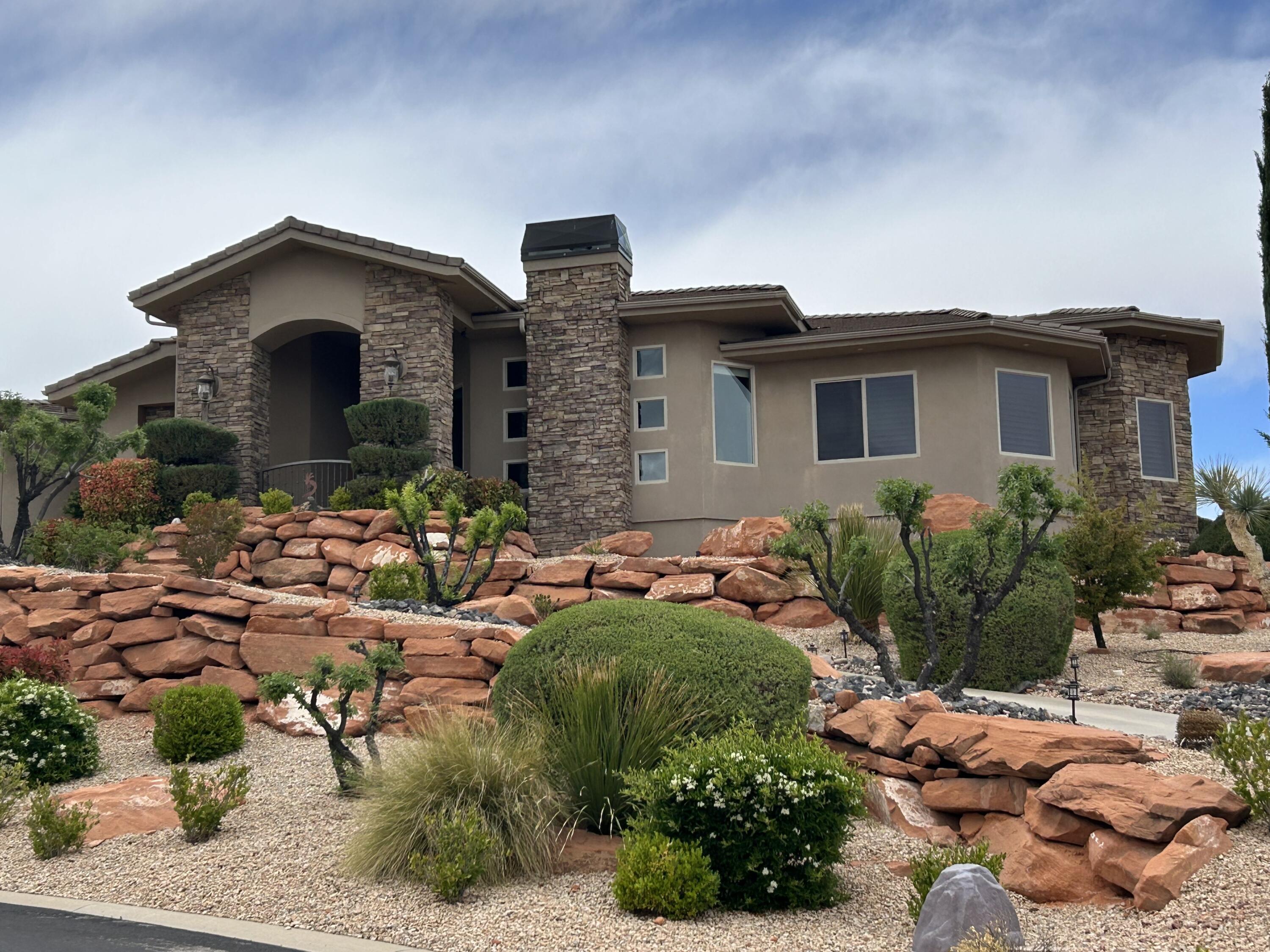 Incredible single story property located in the prestigious gated community of Westgate Hills situated on ,90 acres Breathe taking views of Zion and the Pine Mountains This home features 4327SF in the main house with 3 bedrooms & 31/2 bathrooms, an office, formal living room, dining room, family room & large gourmet kitchen with Sub Zero /Wolf Appliances w/ Abundant of granite countertops. The detached casita with 511SF which includes a living kitchenette area, bathroom & bedroom. Its own above ground spa. Backyard also includes an inground pool and spa, built in Bull BBQ w/ fridge & lots of privacy backing up to the Red Cliffs Reserve. Primary bedroom has incredible views of the Pine Mountains. This exceptional opportunity allows you to entertain play & embrace the Southern UT lifestyle