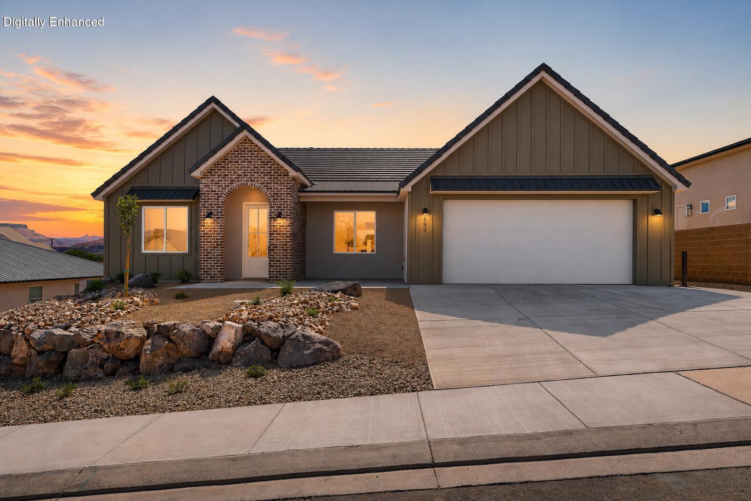 Brand new home with NO HOA and a convenient central location just minutes from schools, shopping, dining, parks, and everyday amenities. Thoughtfully designed with quality finishes throughout, including painted cabinetry, floating kitchen shelves, dedicated pantry, tile backsplash accents, tiled shower surrounds, and statement lighting fixtures that add warmth and character throughout the home. The kitchen comes complete with all appliances, making move-in day that much easier.
Step outside to an east-facing backyard where mature trees create a sense of privacy and evening shade makes outdoor living more enjoyable year-round. The covered patio is already stubbed for gas, offering flexibility for future outdoor cooking or entertaining, and the yard provides plenty of space for a future pool. Enjoy lovely views of Pine Valley Mountain from the front and backyard! Additional highlights include extra side parking, a tankless water heater, insulated garage doors and walls, garage windows for natural light, and a 220V outlet in the garage. Located in a newer community that is nearly built out, you'll enjoy the feeling of a more established neighborhood without sacrificing the benefits of a brand-new home.
This is one of those homes that simply feels easy to live in. Easy to maintain, easy to enjoy, and easy to make your own. Schedule your private showing today! Access is simple and we'd love to help you take a look.