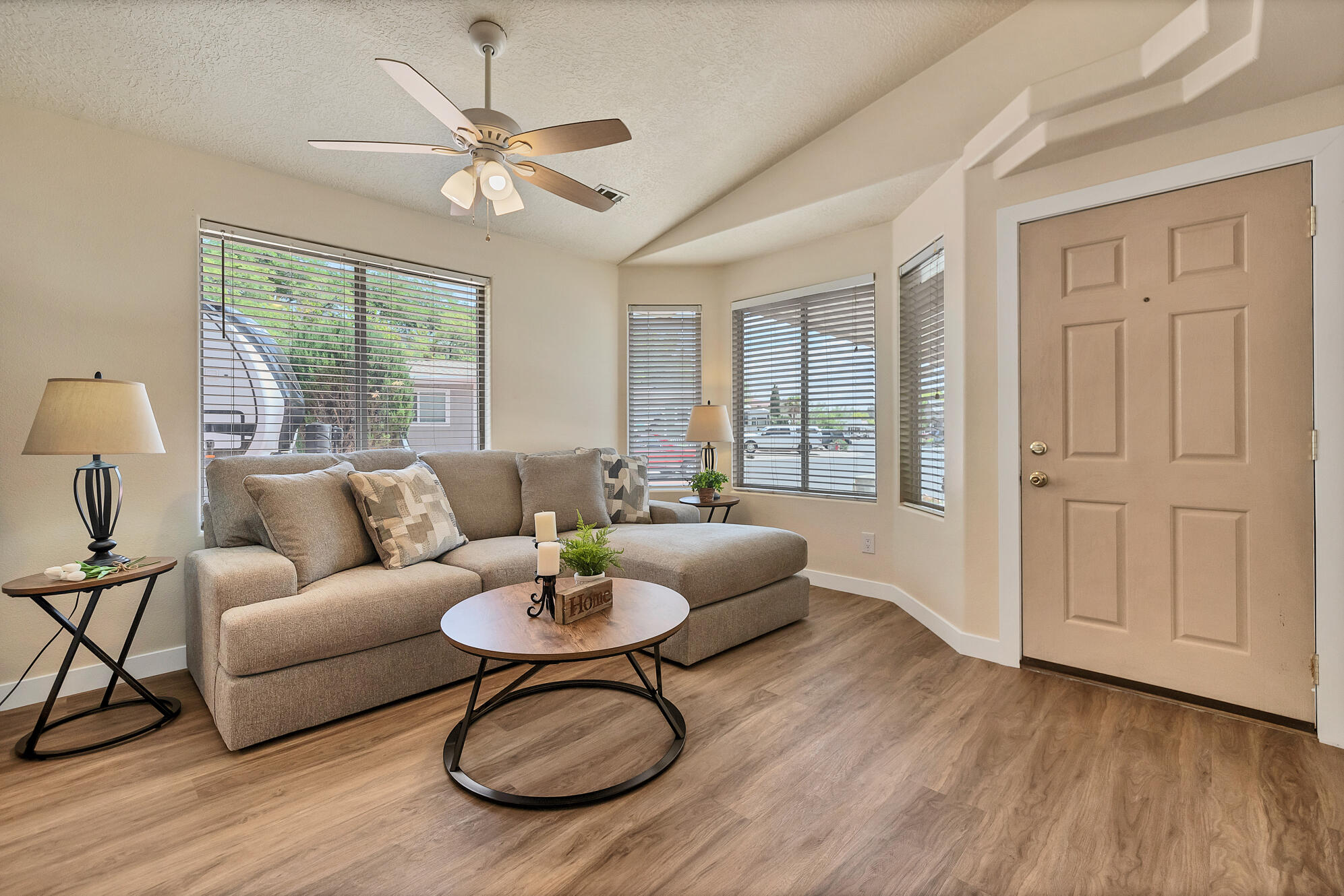 Welcome to this beautifully remodeled home, perfectly situated on one of the largest lots in the desirable 55 plus Rio Virgin Estates community. This move-in ready property features brand new flooring throughout, with a newly installed tub/shower, offering a fresh & modern feel from the moment you step inside. WIth newer appliances, adding both style & convenience to your everyday living. Enjoy the peaceful surroundings of Rio Virgin Estates, ideally located next to the scenic Virgin River & the nearby biking & walking trail--perfect for outdoor enthusiasts. The community offers low HOA fees, which include access to an indoor pool, recreation room, park, & water service, making this home as practical as it is charming. Don't miss this opportunity to own a beautifully updated home in a prime location with exceptional amenities!