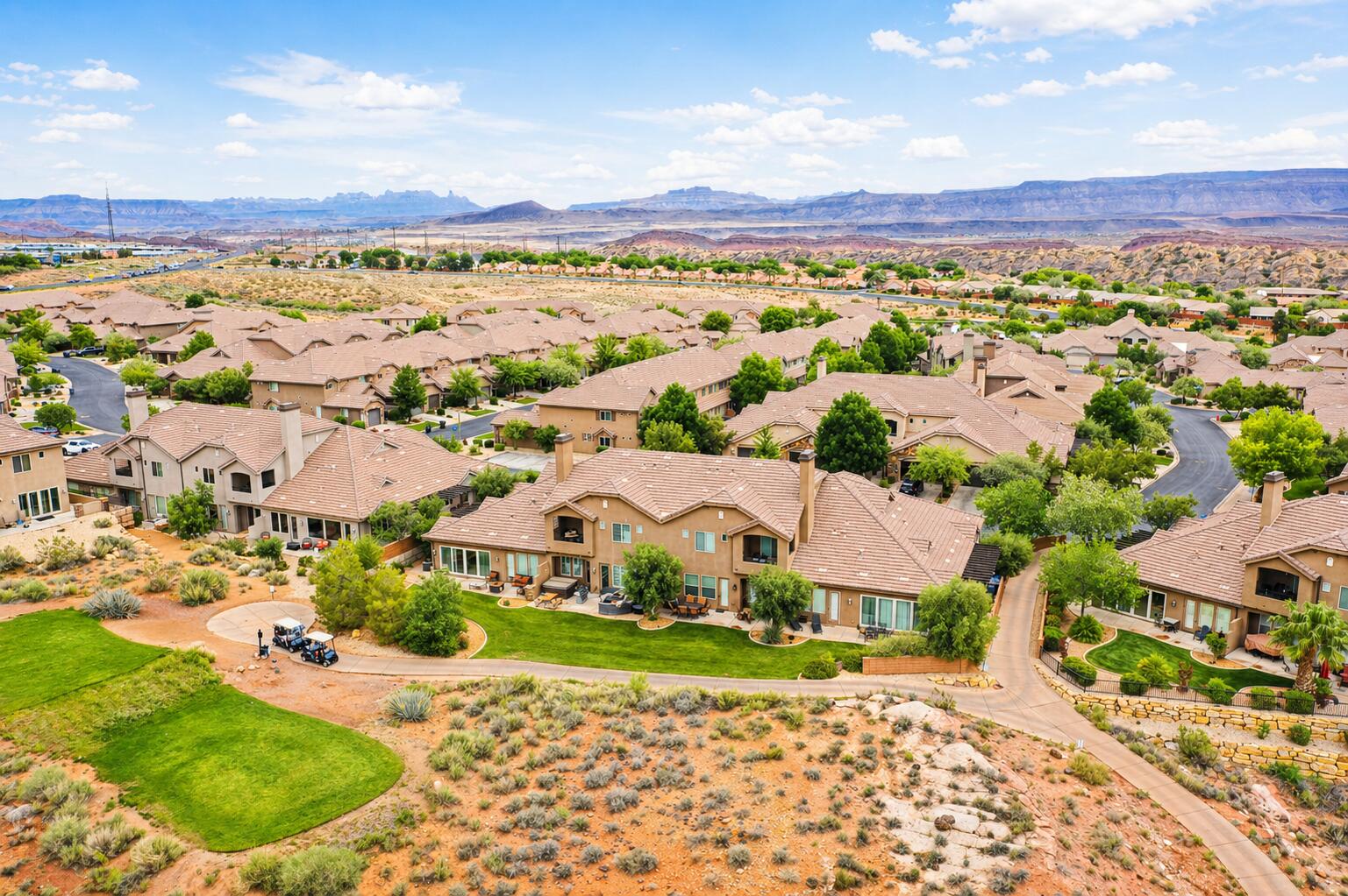 Welcome to 2009 N Coral Ridge Dr! This 2,594 sq. ft. masterpiece sits directly on Tee Box #5 of the Coral Canyon Golf Course. Take in the lush greens from your private balcony or private hot tub. Enjoy the grand kitchen and dual primary suites. Updated. New fridge and water heaters. This home comes FULLY FURNISHED and turn-key! Resort living includes two year-round heated pools, hot tubs, a fitness center, and a fishing pond--all just minutes from Zion National Park and Sand Hollow. Short-term Rental w/ flexibility: Pick your own property management company and maximize your ROI on this high-performing nightly rental. Whether it's a lucrative investment or a personal desert retreat, this property delivers.