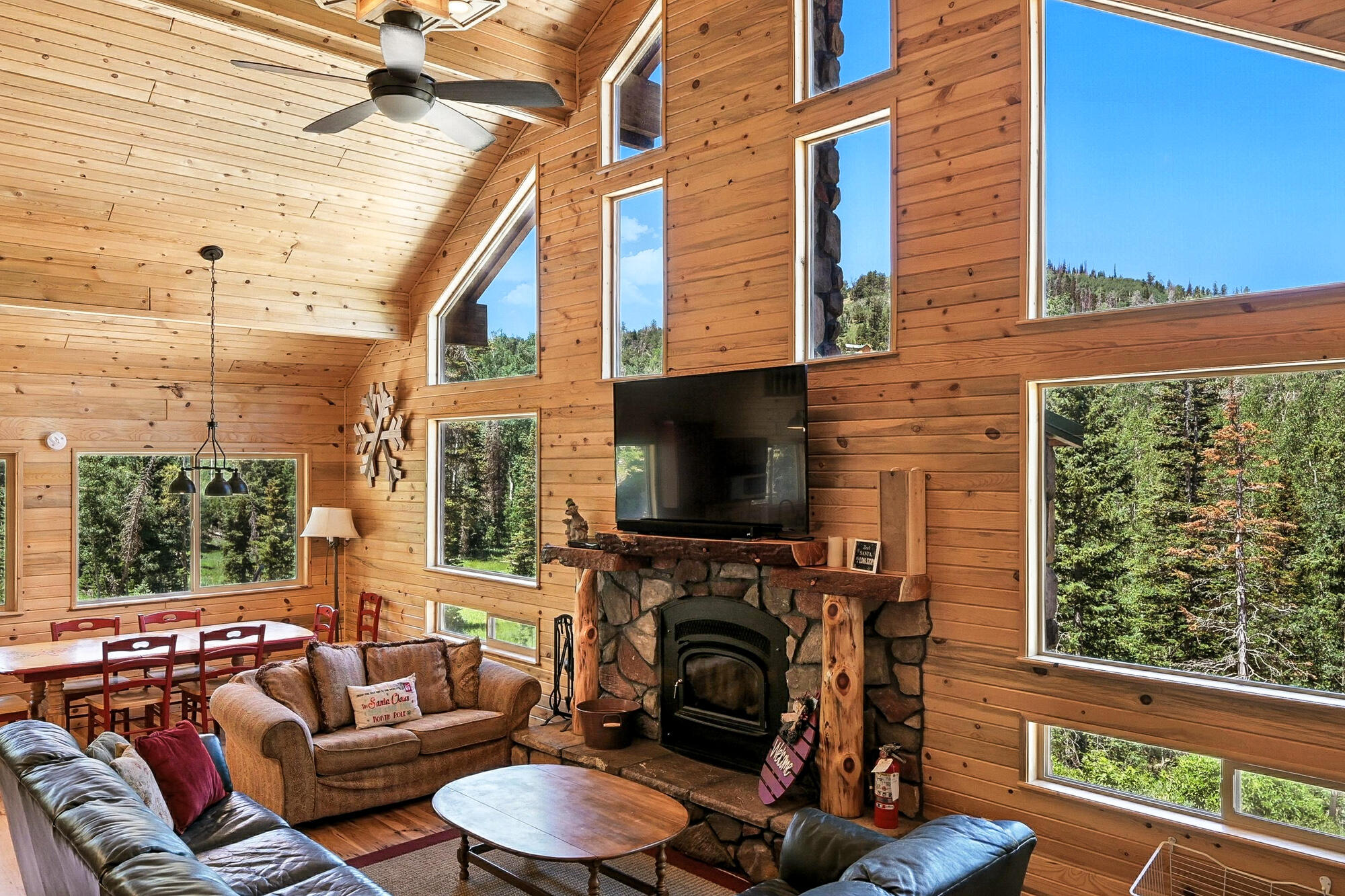 Charming cabin on just over ½ acre with no HOA and all city utilities! Primary bedroom with full bath downstairs, upstairs large loft with 3/4 bathroom. Tucked in the trees for privacy yet close to town and resort amenities, this adorable and updated home offers year-round access, vaulted ceilings, stone fireplace, large picture windows, and stunning views of the trees and meadow across the way. Open, airy layout filled with natural light. Enjoy the freedom of owning your own cabin on the mountain - no dues, no hassle, just peace and privacy.