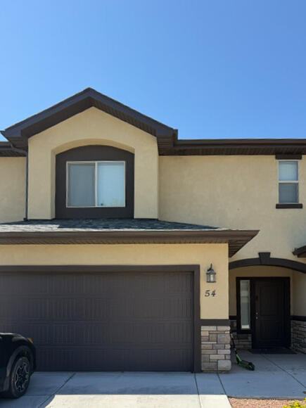 Spacious and well kept Shadow Ridge Townhome. 3 Bedrooms, 2.5 bathrooms and 2 car garage. Conveniently located. Energy efficient. Granite countertops, Stainless Steel Appliances. Gas log fireplace, fully fenced back patio with gate. Great amenities include a pickleball court, playground, park, pavilion and basketball court. Quiet neighborhood. Tons of storage. Great for family or investment. Photos of similar unit