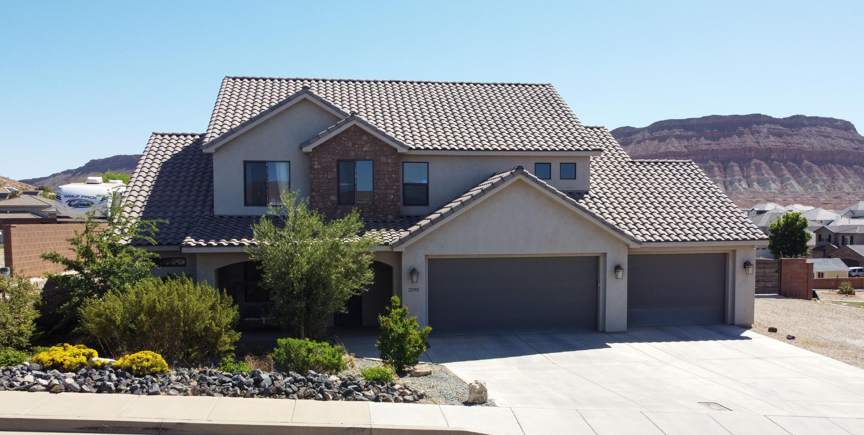 Don't miss this stunning 4-bedroom, 3.5-bath home built in 2016, located in the highly desirable Washington Fields area. Designed with an open floor plan, the home features a modern kitchen with a large island that flows seamlessly into a spacious living area complete with a cozy gas fireplace--perfect for both everyday living and entertaining. In addition you have a den that could be used as an office or made into an additional bedroom.
Upstairs, you'll find three generously sized bedrooms, including one with its own private bathroom, offering added comfort and convenience.
Step outside to enjoy the best of Southern Utah living in your private backyard oasis, featuring a pool and a covered patio ideal for gatherings and relaxation. Situated on a .34-acre lot and located near a neighborhood park, this exceptional home combines space, style, and location.
This incredible property is ready to welcome you home!