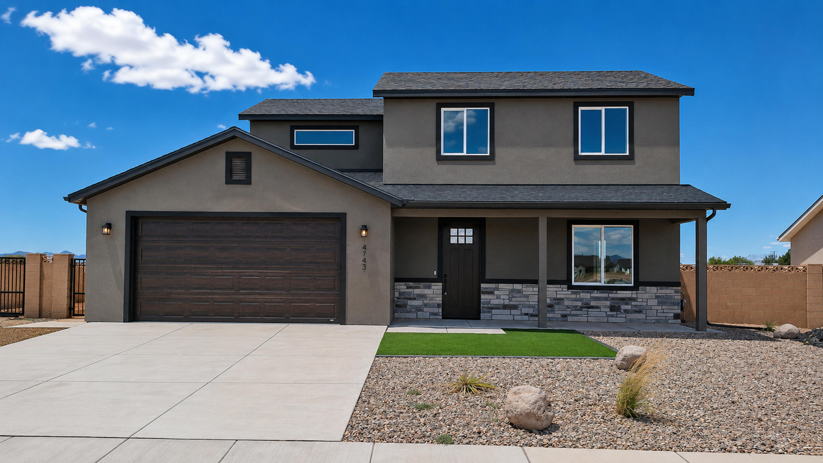 Beautiful new construction single-family home offering 4 bedrooms and 2.5 bathrooms with a functional two-level layout designed for added privacy. The open-concept living and dining area creates a bright, welcoming space perfect for everyday living and entertaining. Enjoy the convenience of a 2-car garage plus side RV parking for extra vehicles and toys. The fully fenced backyard is ideal for pets, play, or relaxing evenings, while front yard landscaping adds instant curb appeal. Located in a growing community with a ''coming soon'' common area, providing additional space to run, play, and gather. A perfect blend of comfort, style, and practicality!